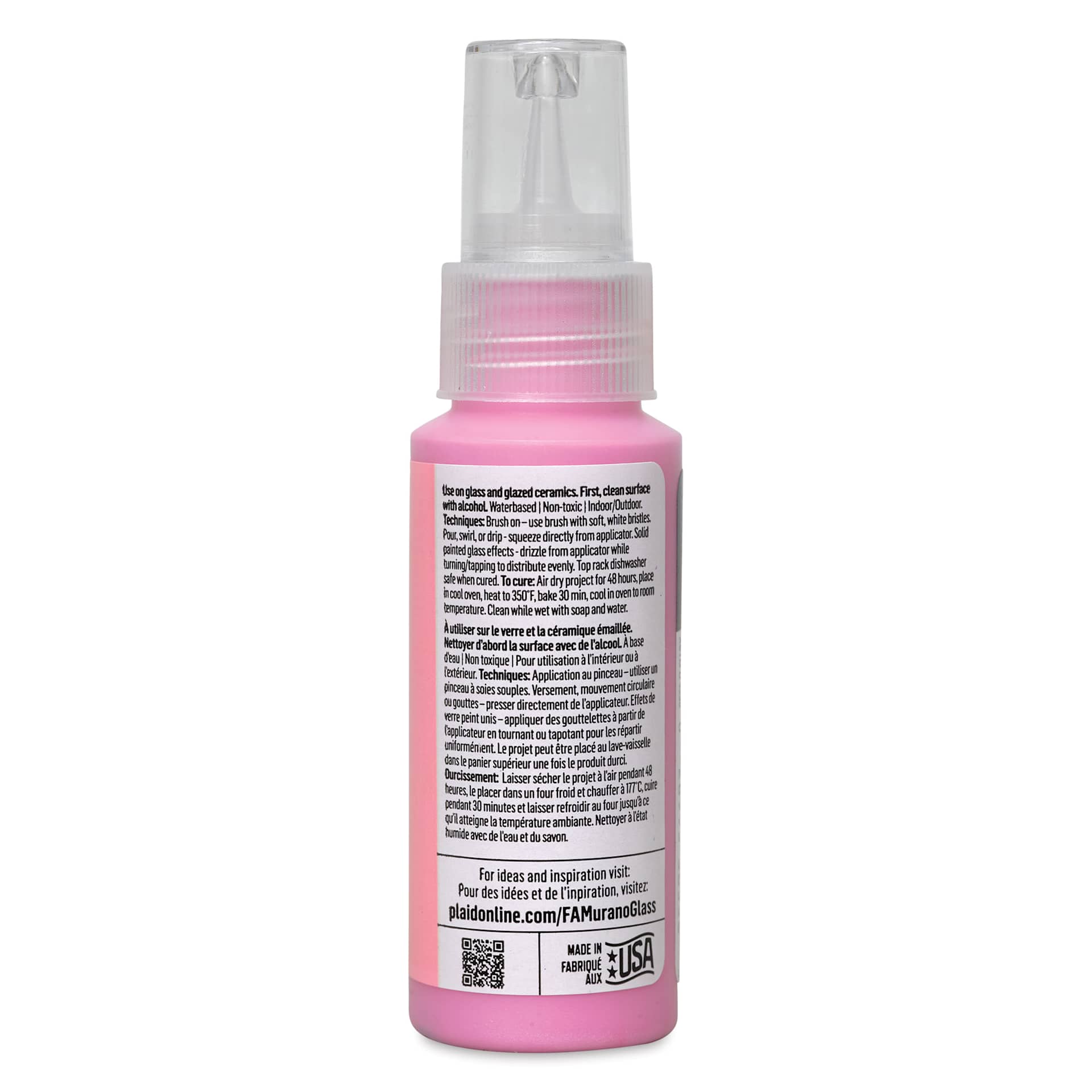 FolkArt Murano Glass Paint - Iridescent Pink, 2 oz back