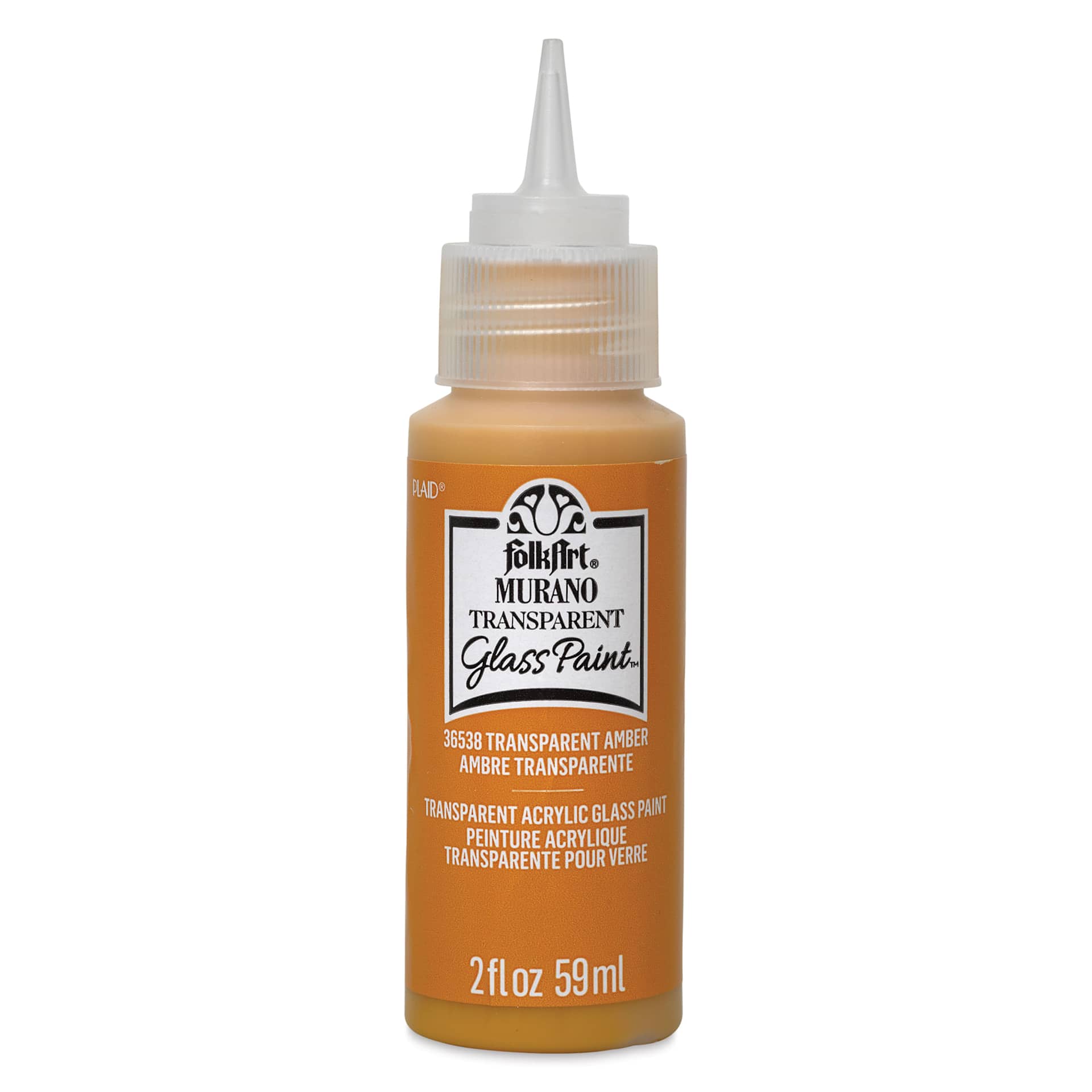 FolkArt Murano Glass Paint - Transparent Amber, 2 oz with cap off