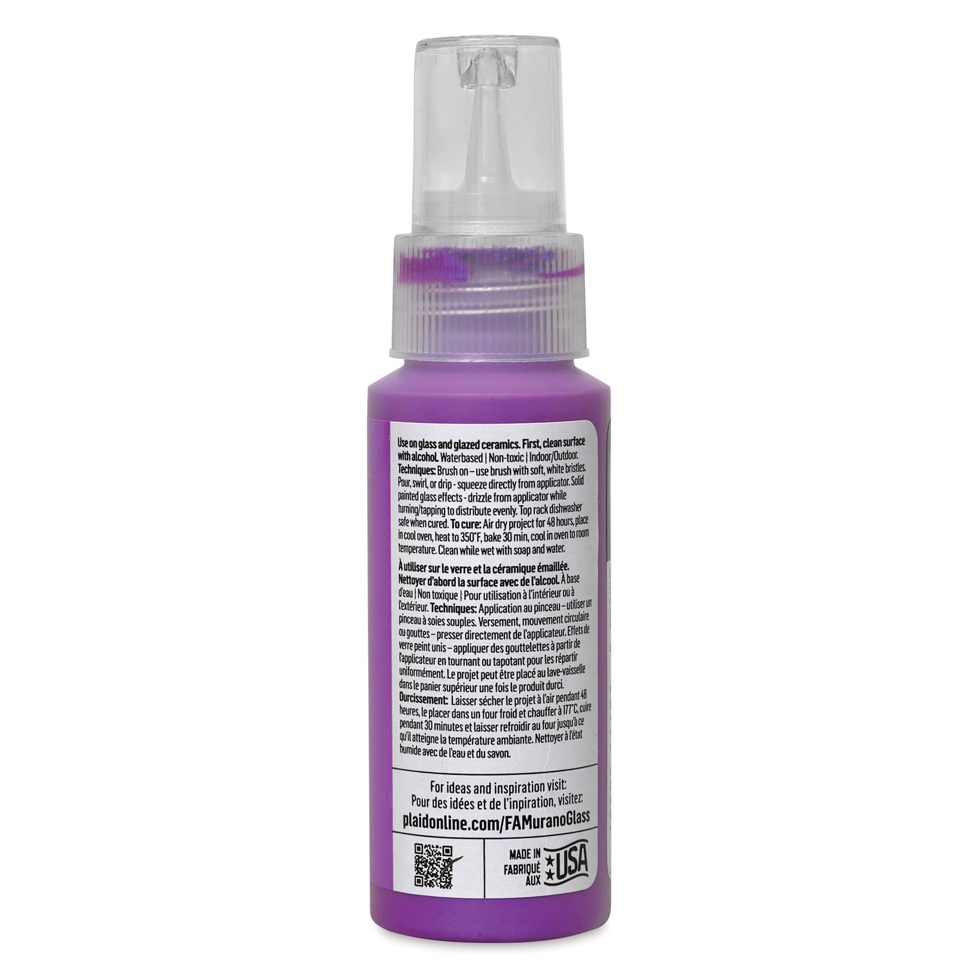 FolkArt Murano Glass Paint - Iridescent Purple, 2 oz back