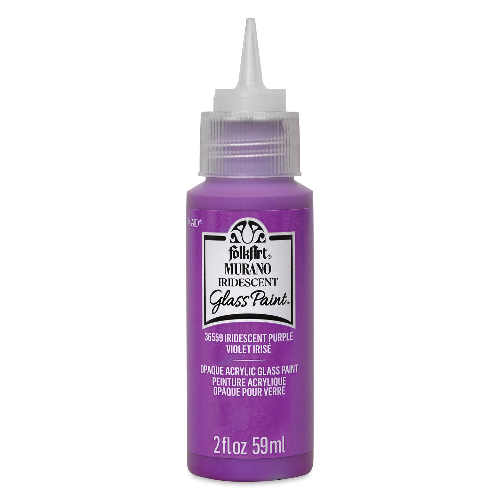 FolkArt Murano Glass Paint - Iridescent Purple, 2 oz with cap off