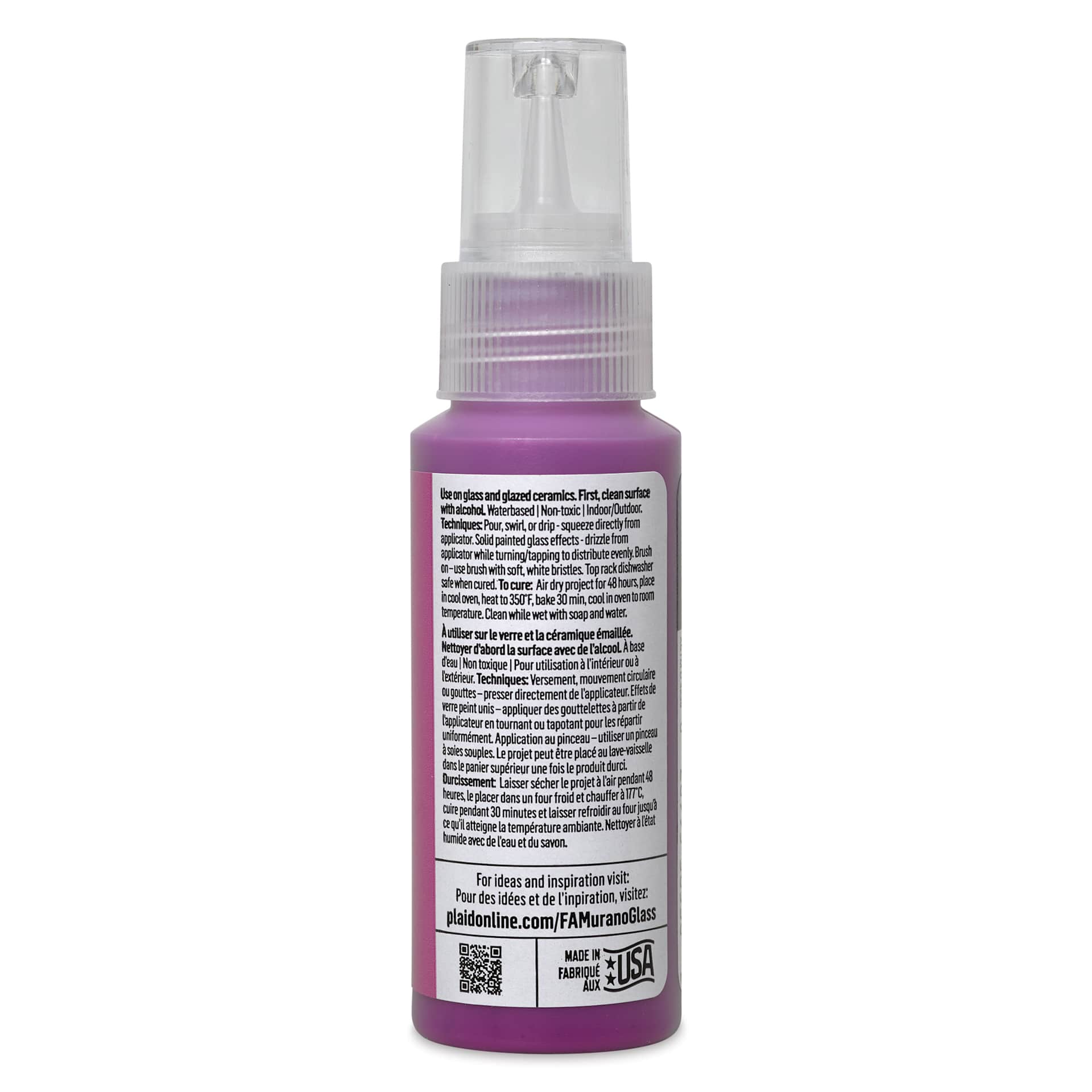FolkArt Murano Glass Paint - Orchid, 2 oz back
