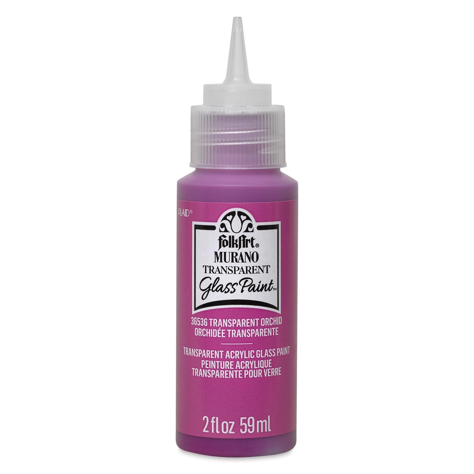 FolkArt Murano Glass Paint - Orchid, 2 oz with cap off