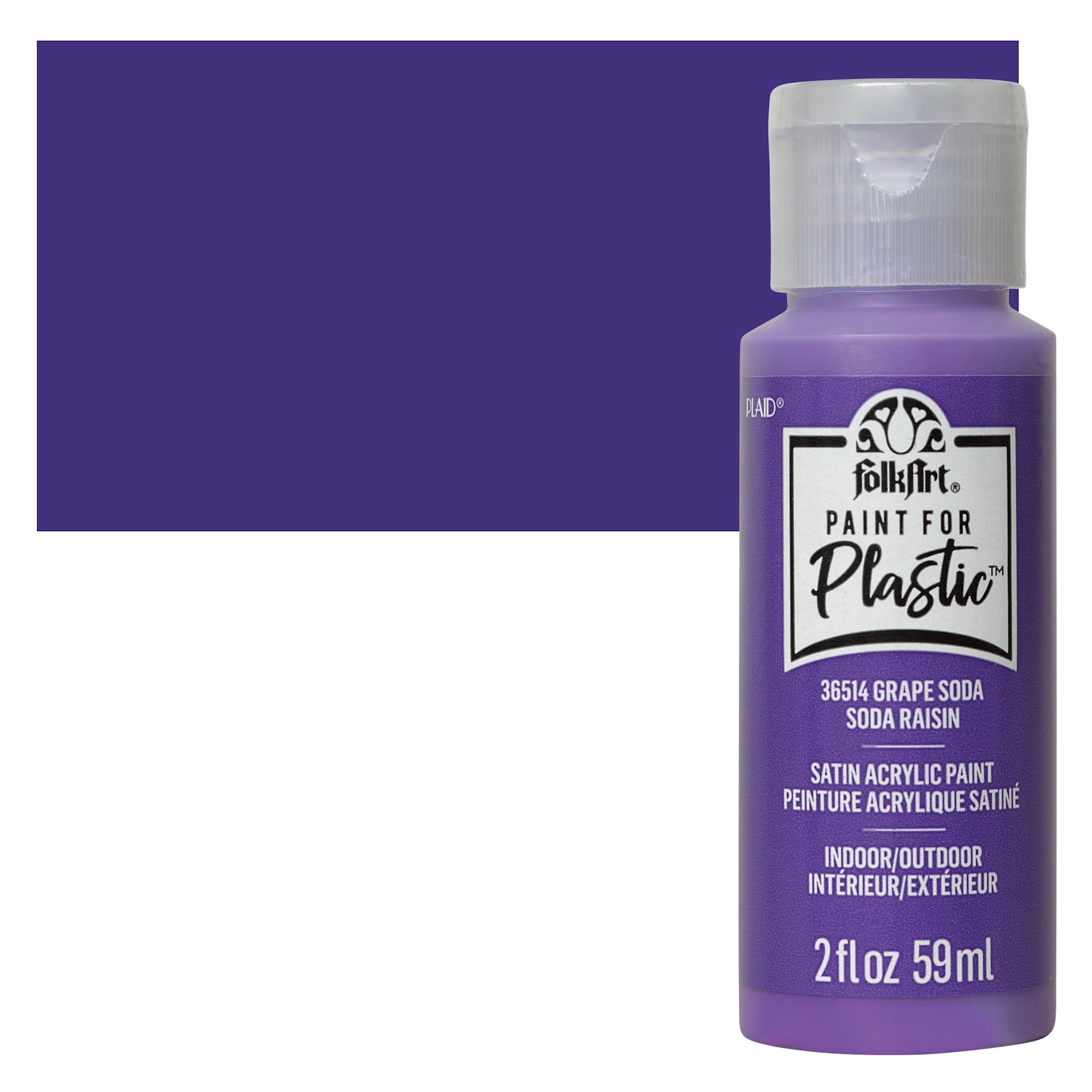 FolkArt Paint for Plastic - Grape Soda, 2 oz bottle and swatch