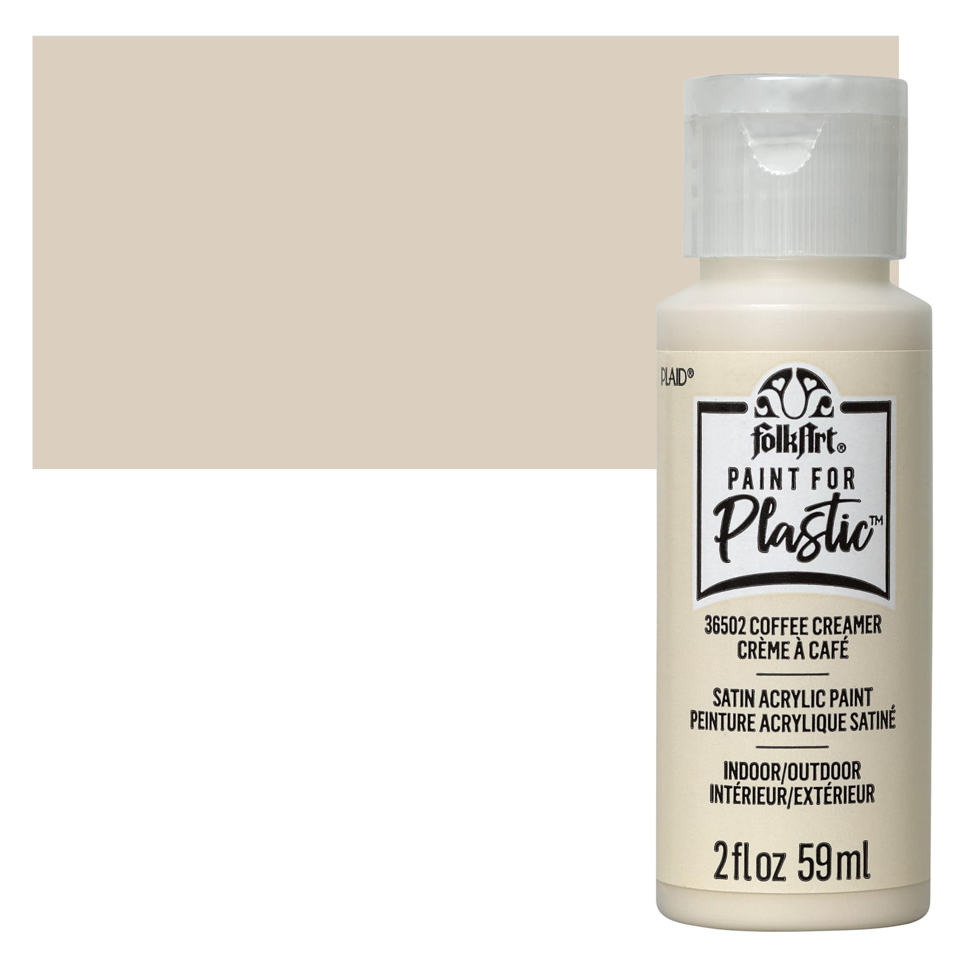 FolkArt Paint for Plastic - Coffee Creamer, 2 oz bottle and swatch