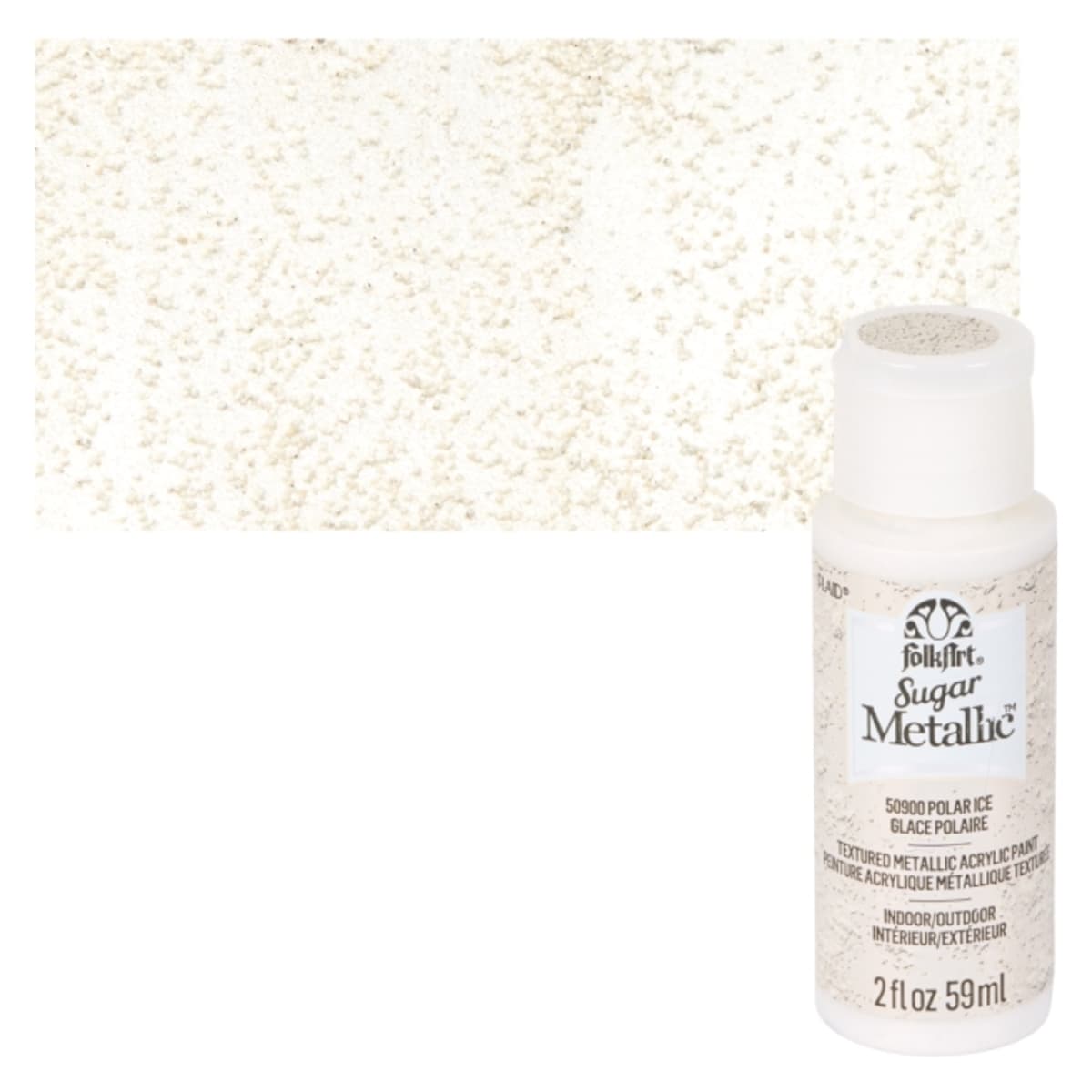 Plaid FolkArt Sugar Metallic Acrylic Paint - Polar Ice - Bottle and Swatch