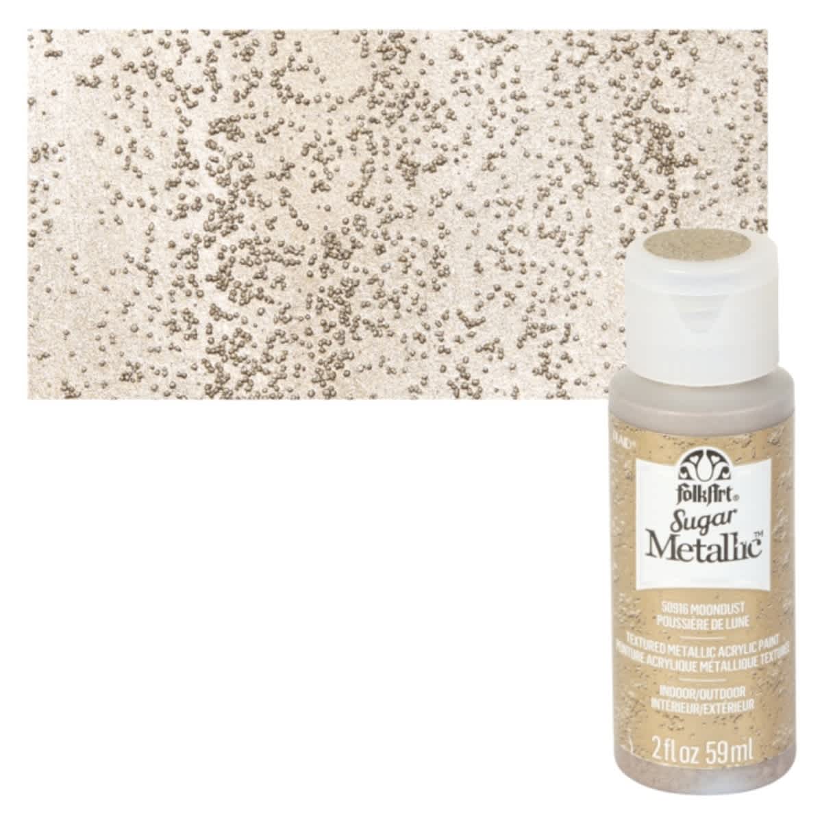 Plaid FolkArt Sugar Metallic Acrylic Paint - Moondust - Bottle and Swatch