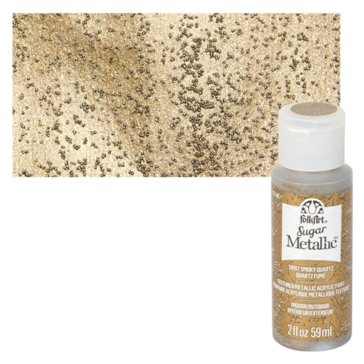 Plaid FolkArt Sugar Metallic Acrylic Paint - Smoky Quartz - Bottle and Swatch