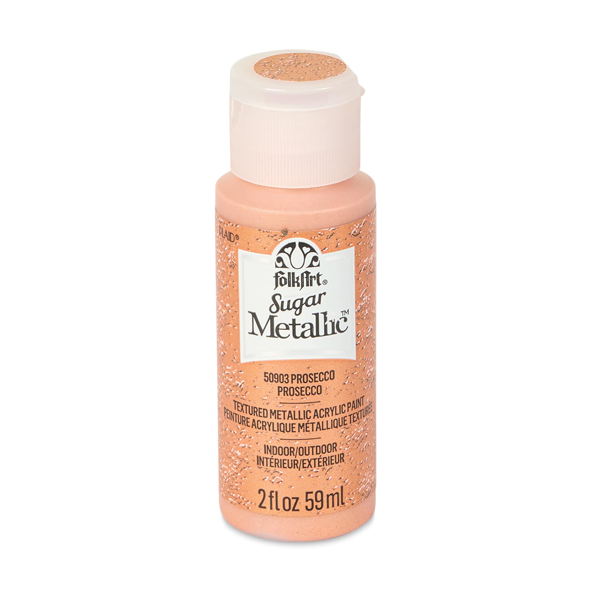 Plaid FolkArt Sugar Metallic Acrylic Paint - Prosecco, 2 oz, Bottle - front