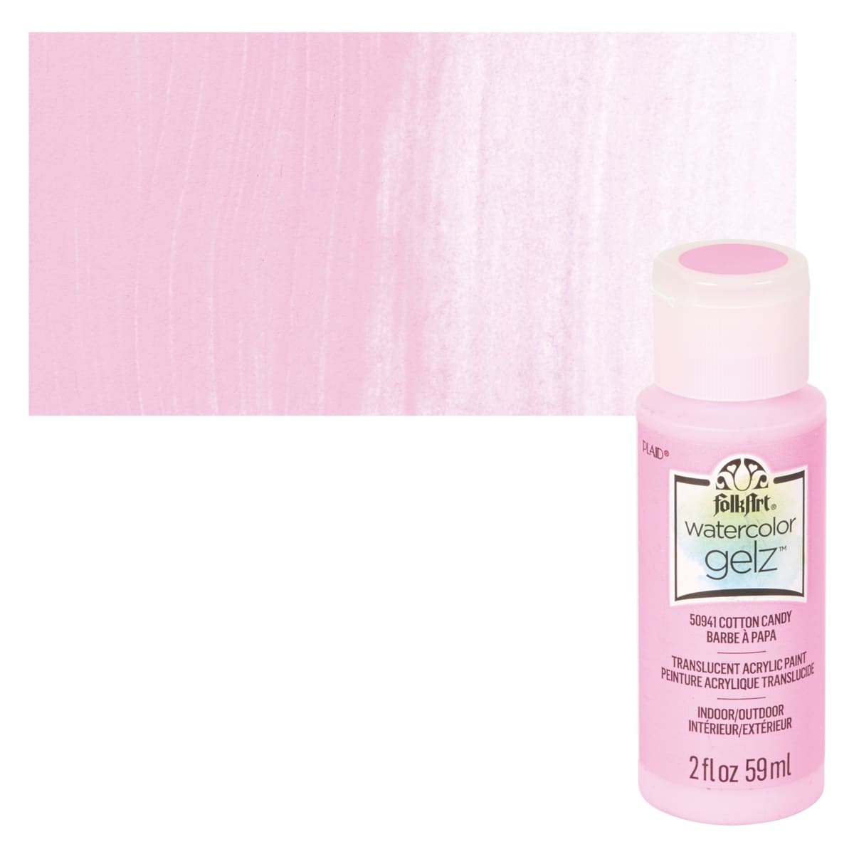 FolkArt Watercolor Gelz Acrylic Paint - Cotton Candy - Bottle and Swatch