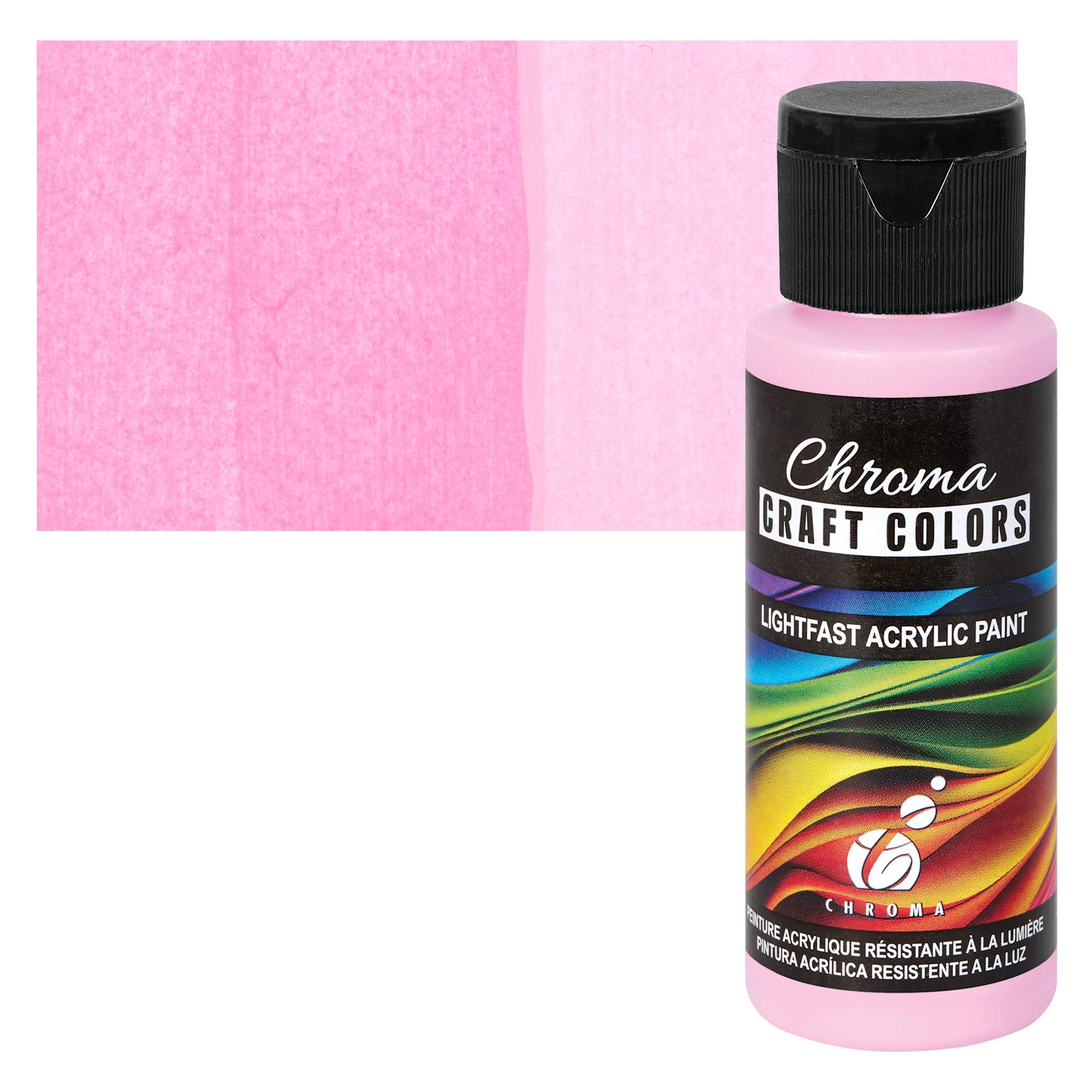 Chroma Craft Colors Acrylic Paint - Cotton Candy, swatch and bottle