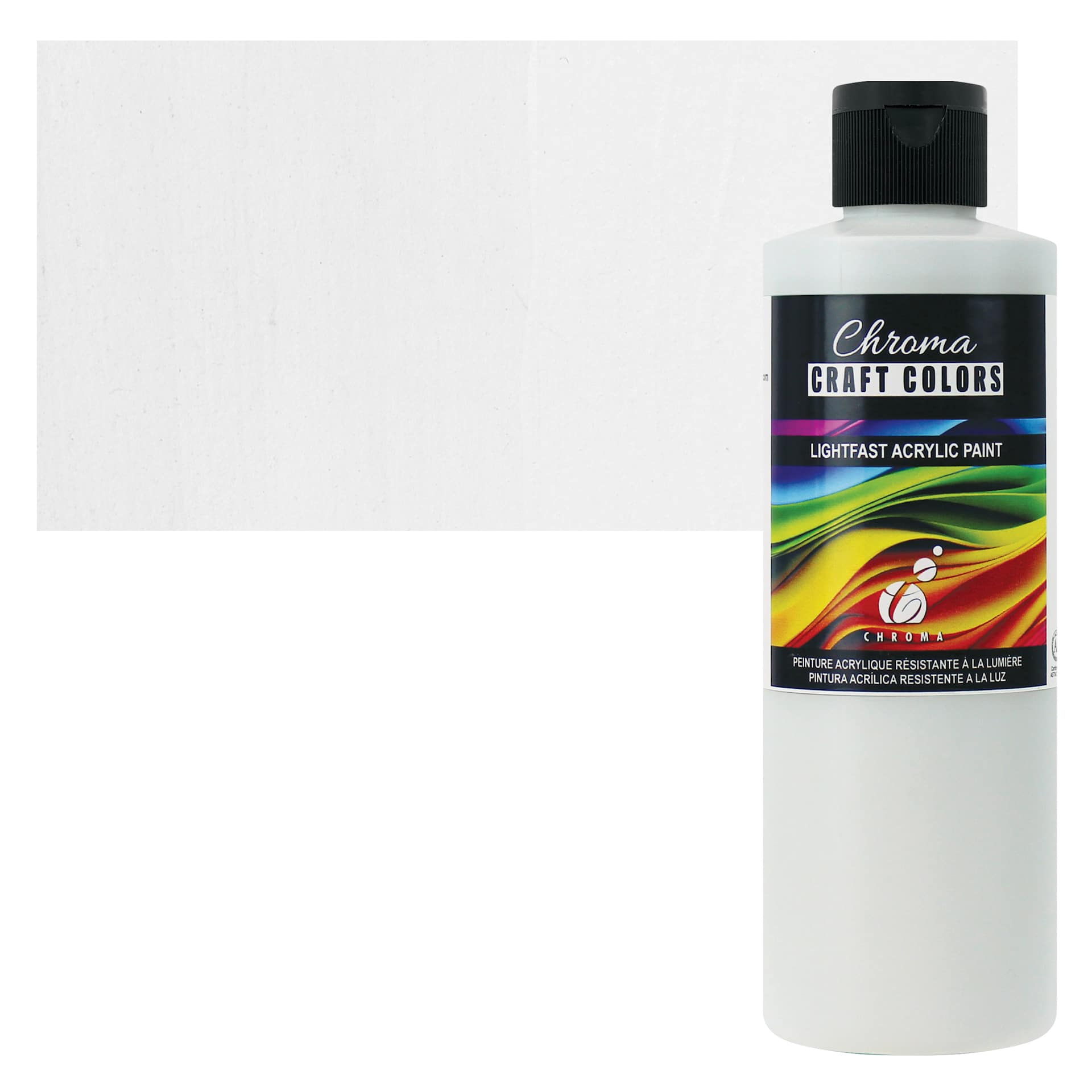Chroma Craft Colors Acrylic Paint - Coconut, 8 oz, swatch and bottle