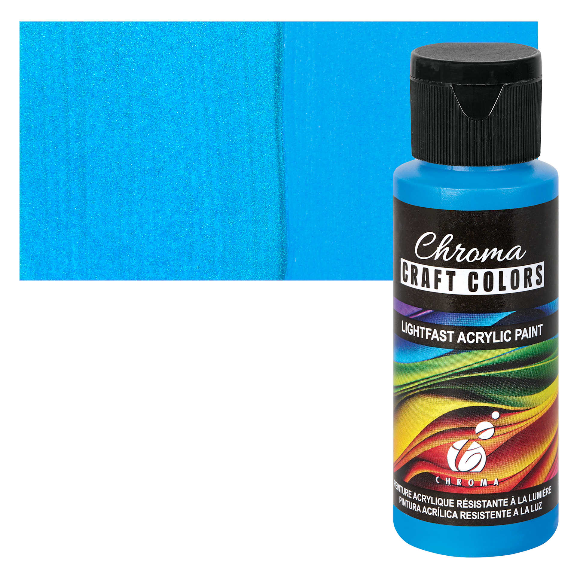 Chroma Craft Colors Acrylic Paint - Metallic Interstellar, swatch and bottle
