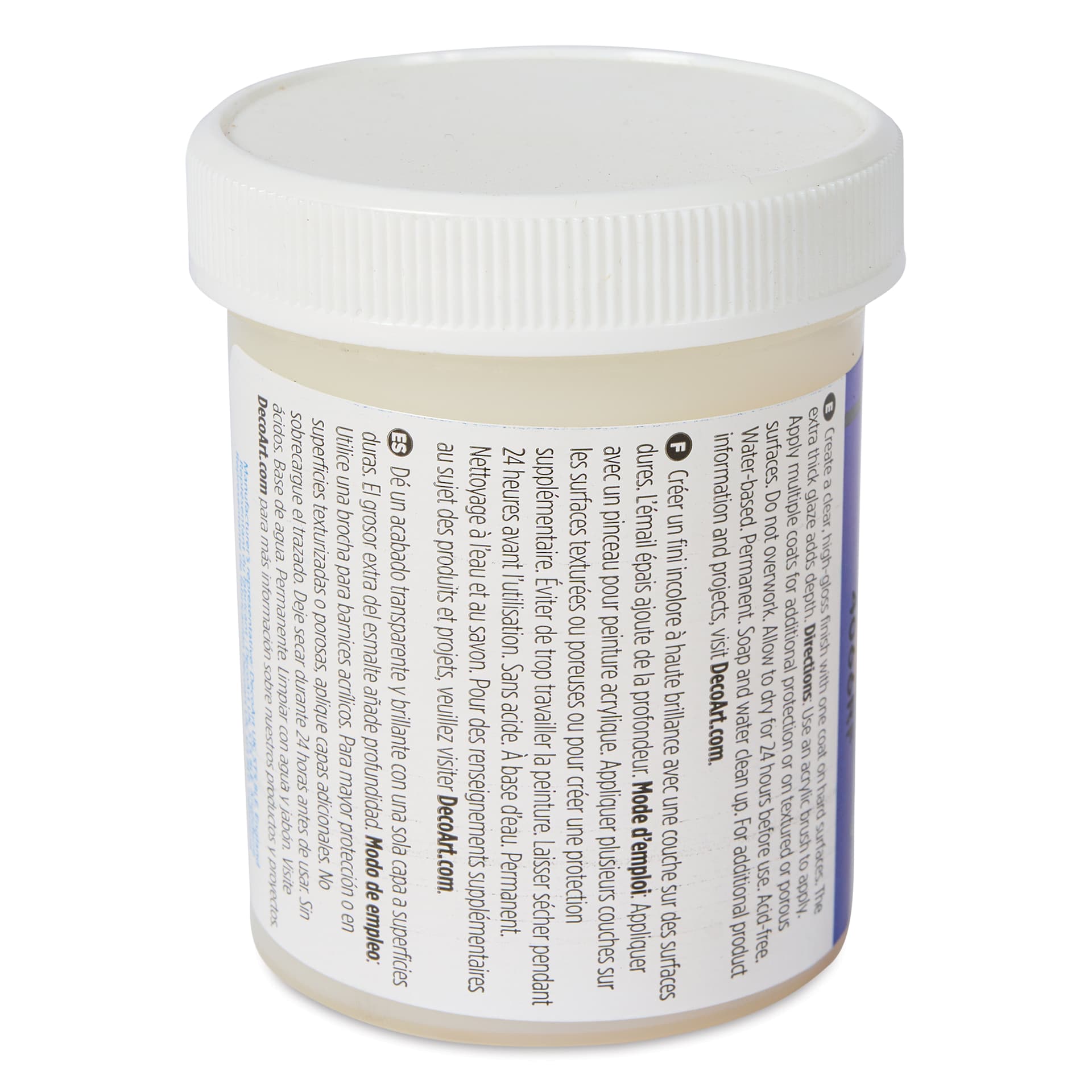 DecoArt Triple Thick Glaze Varnish - Gloss, 4 oz, Jar back