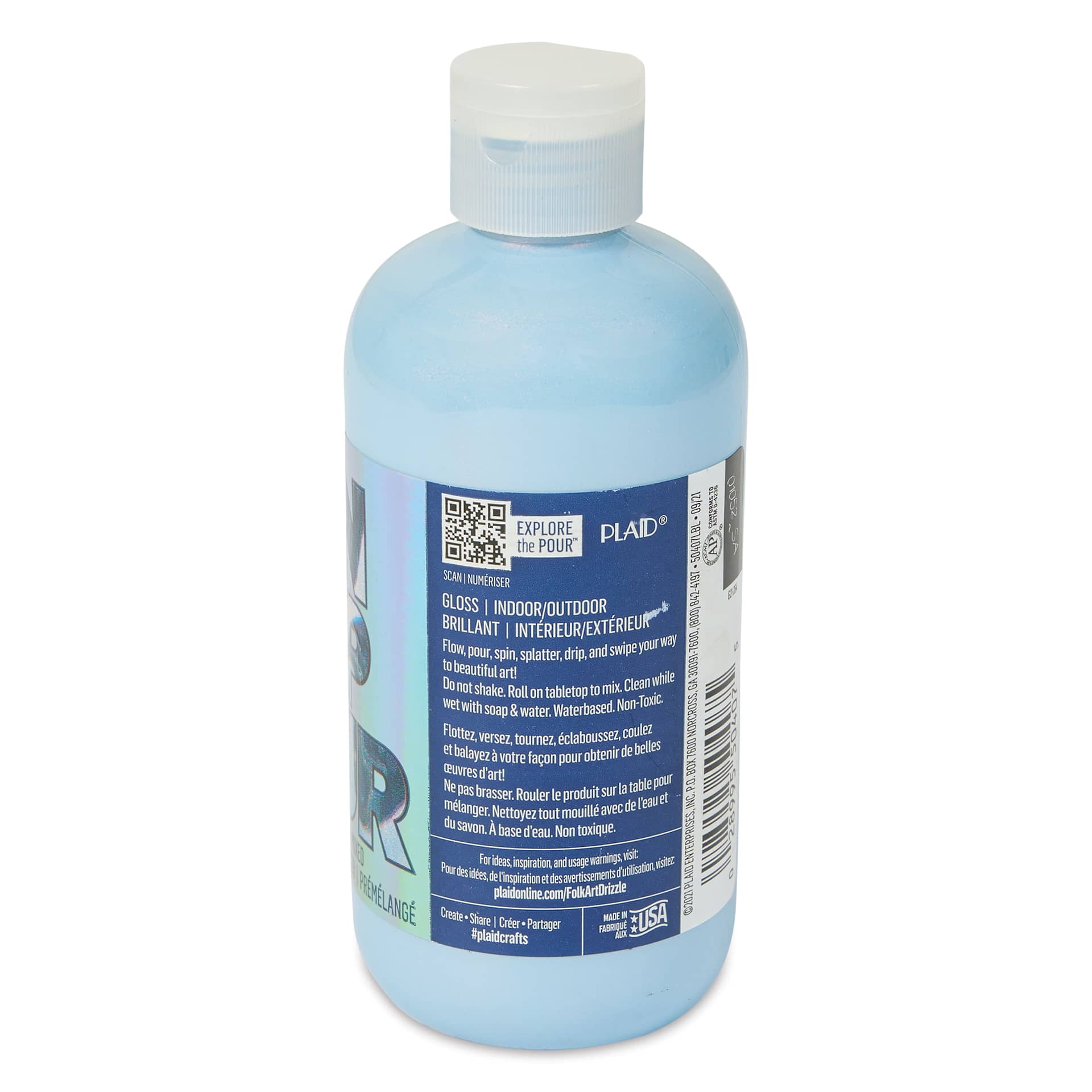 FolkArt Drizzle Acrylic Pouring Paint - Sky Flash Color Shift, 9 oz side view