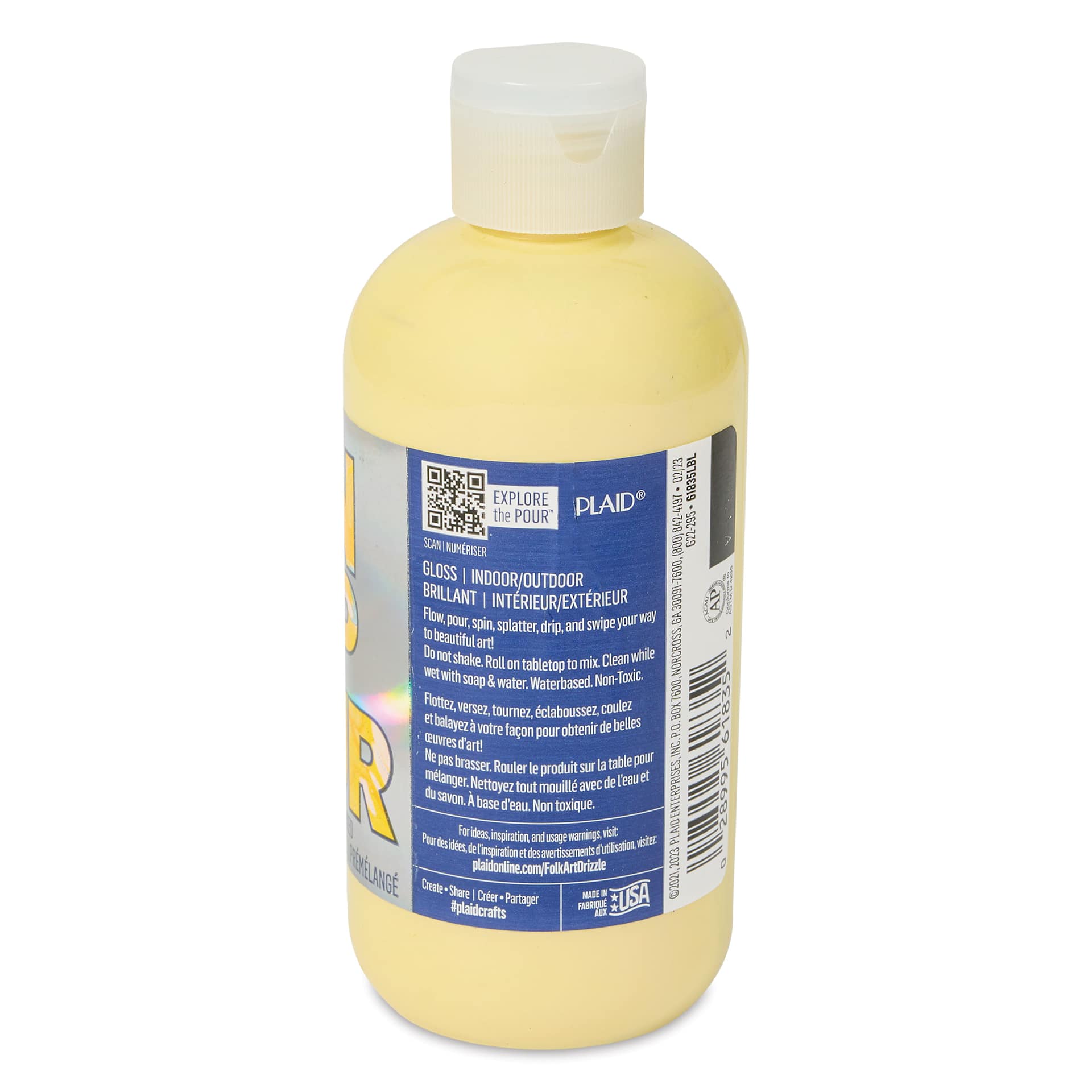 FolkArt Drizzle Acrylic Pouring Paint - Lemon Flash Color Shift, 9 oz side view