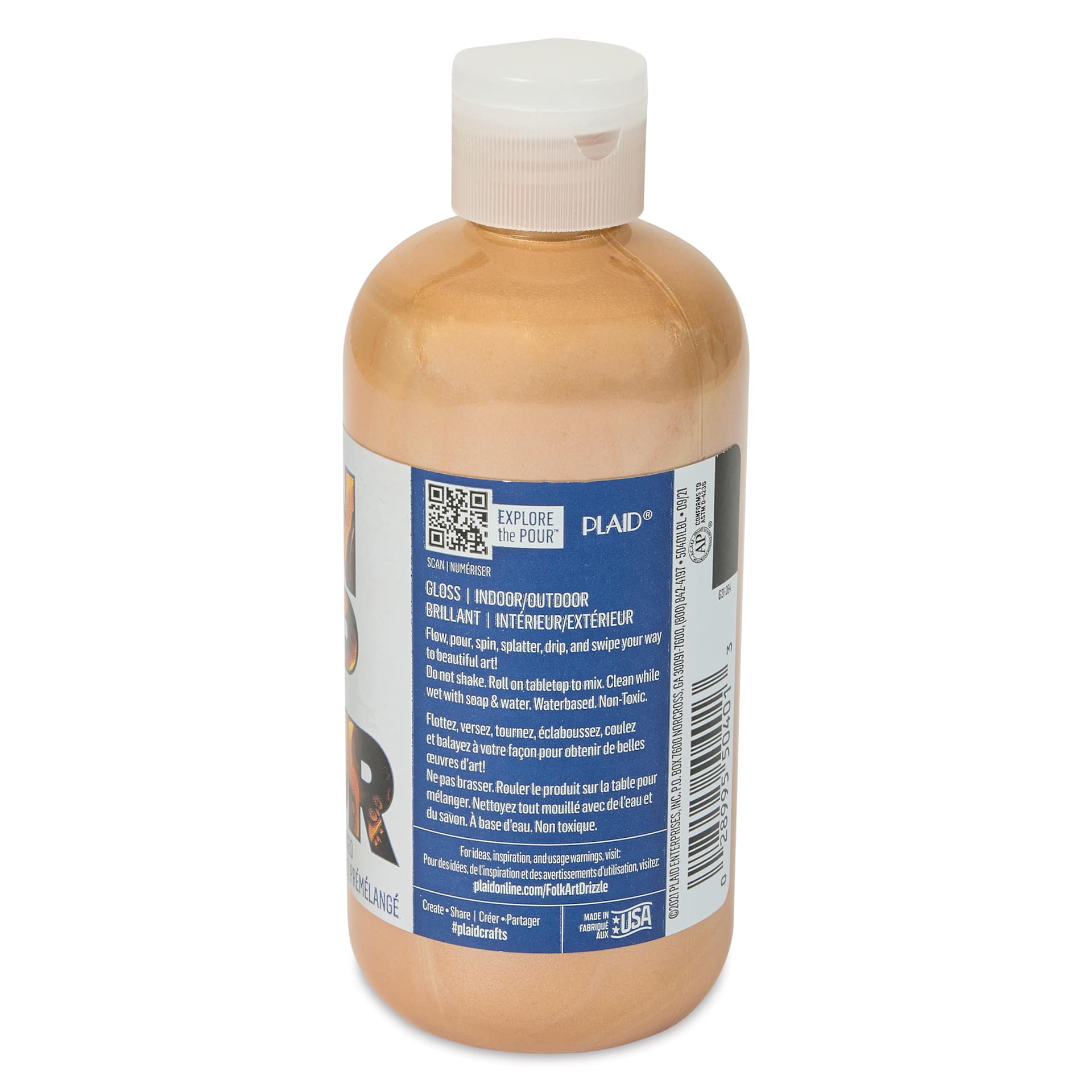 FolkArt Drizzle Acrylic Pouring Paint - New Penny Metallic, 9 oz back