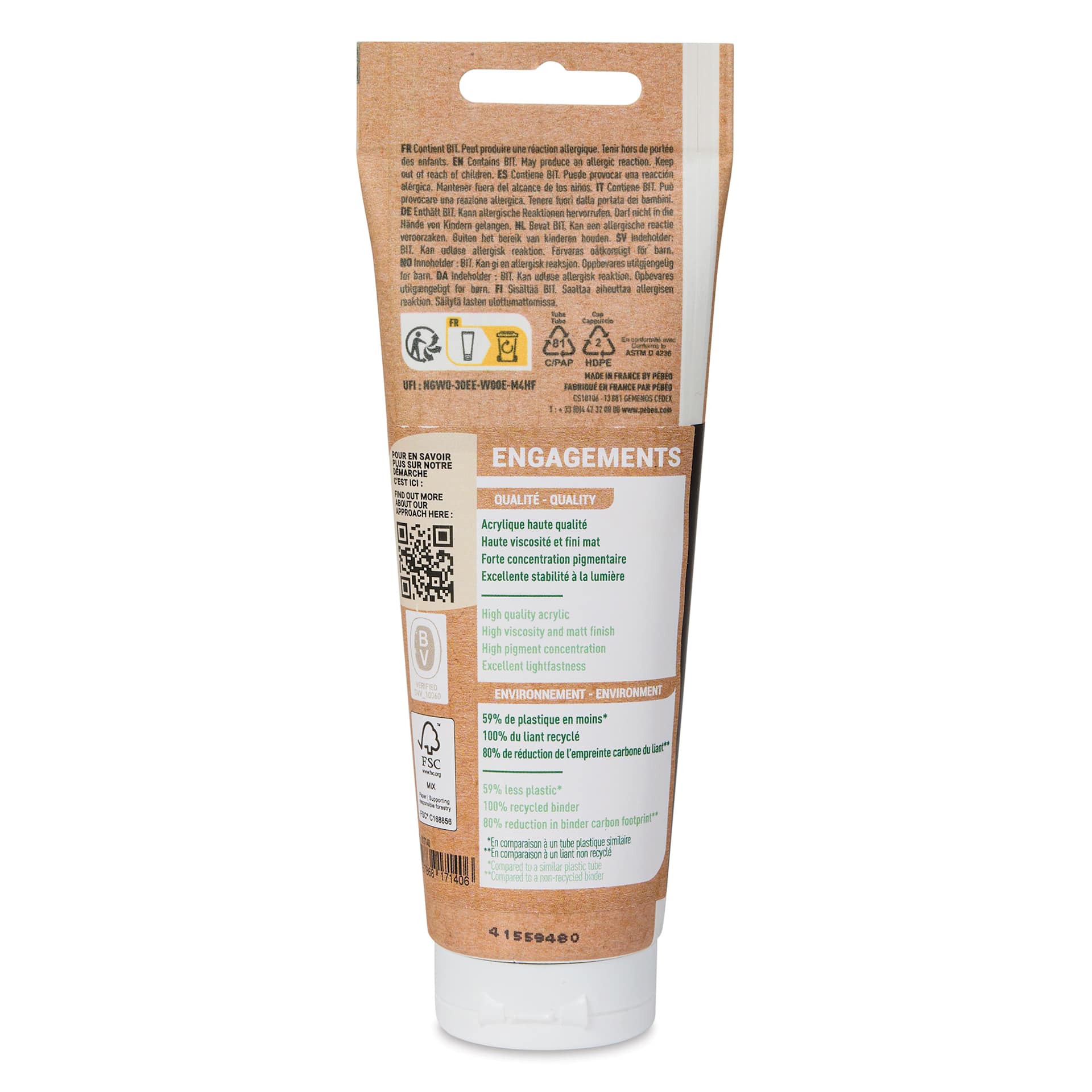 Pebeo Origin Acrylic Paint - Ivory Black Hue, 120 ml back