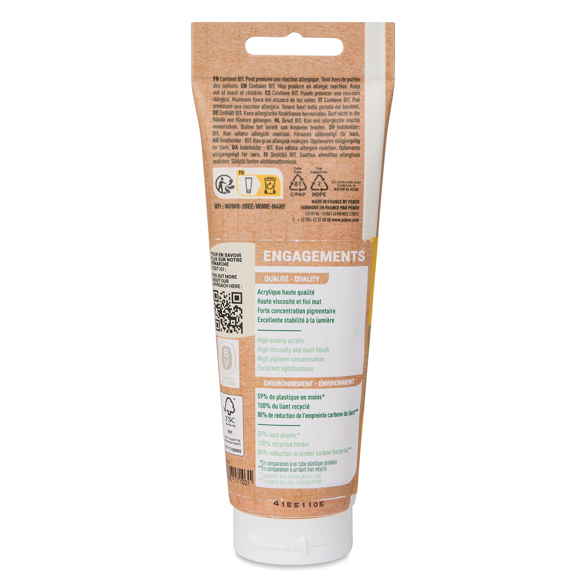 Pebeo Origin Acrylic Paint - Medium Cadmium Yellow Hue, 120 ml back
