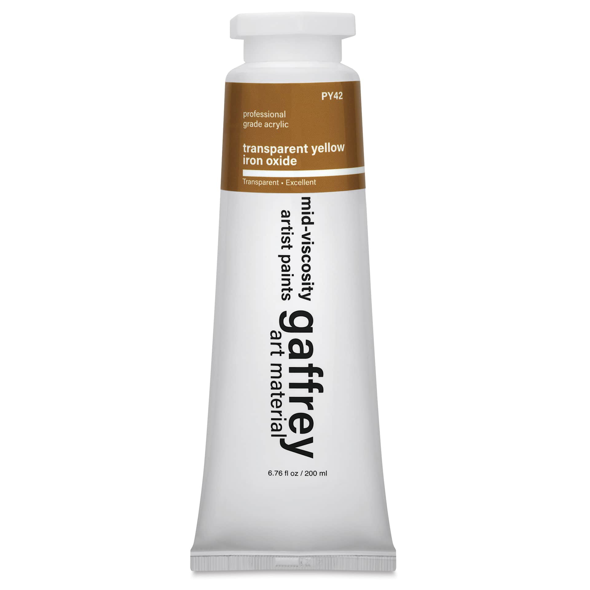 Gaffrey Art Material Standard Body Acrylic Paint - Yellow Iron Oxide, 200 ml tube