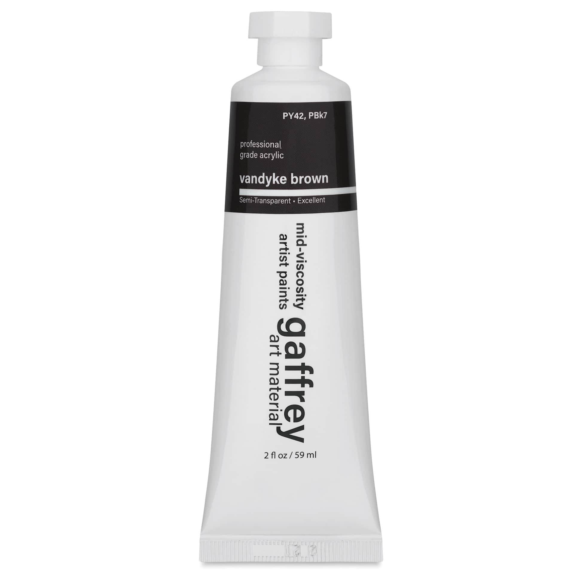Gaffrey Art Material Standard Body Acrylic Paint - Vandyke Brown, 59 ml tube