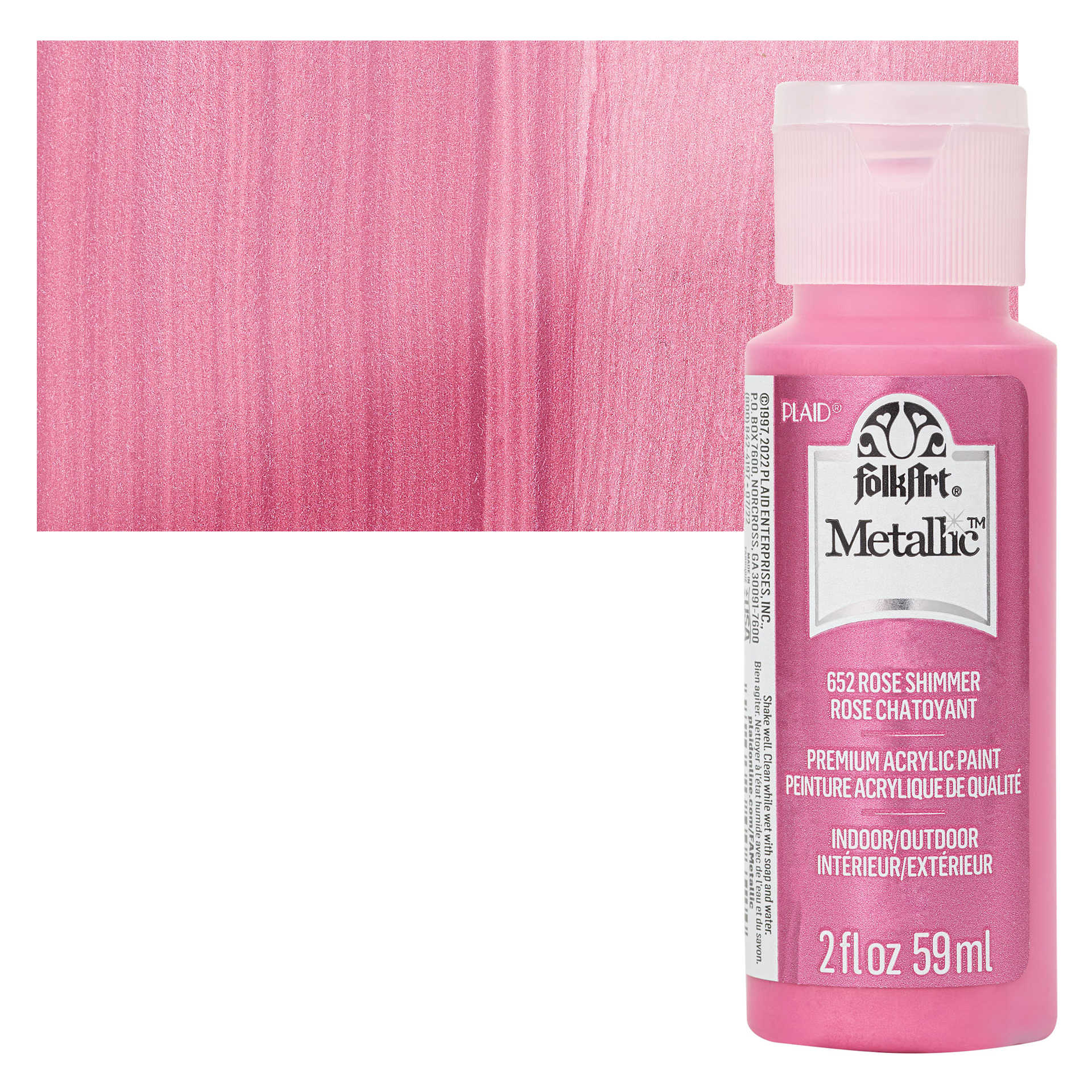 FolkArt Metallic Acrylic Paint - Rose - bottle and swatch