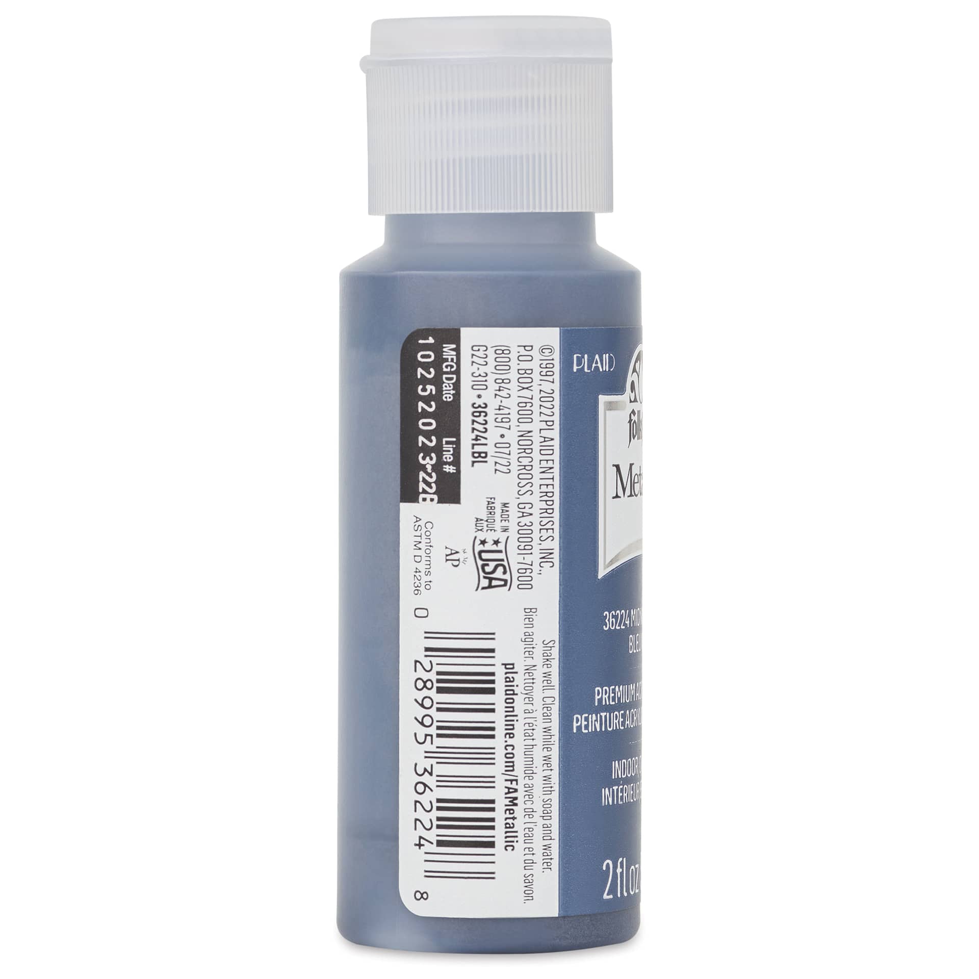 FolkArt Metallic Acrylic Paint - Midnight Blue, 59 ml - side of bottle