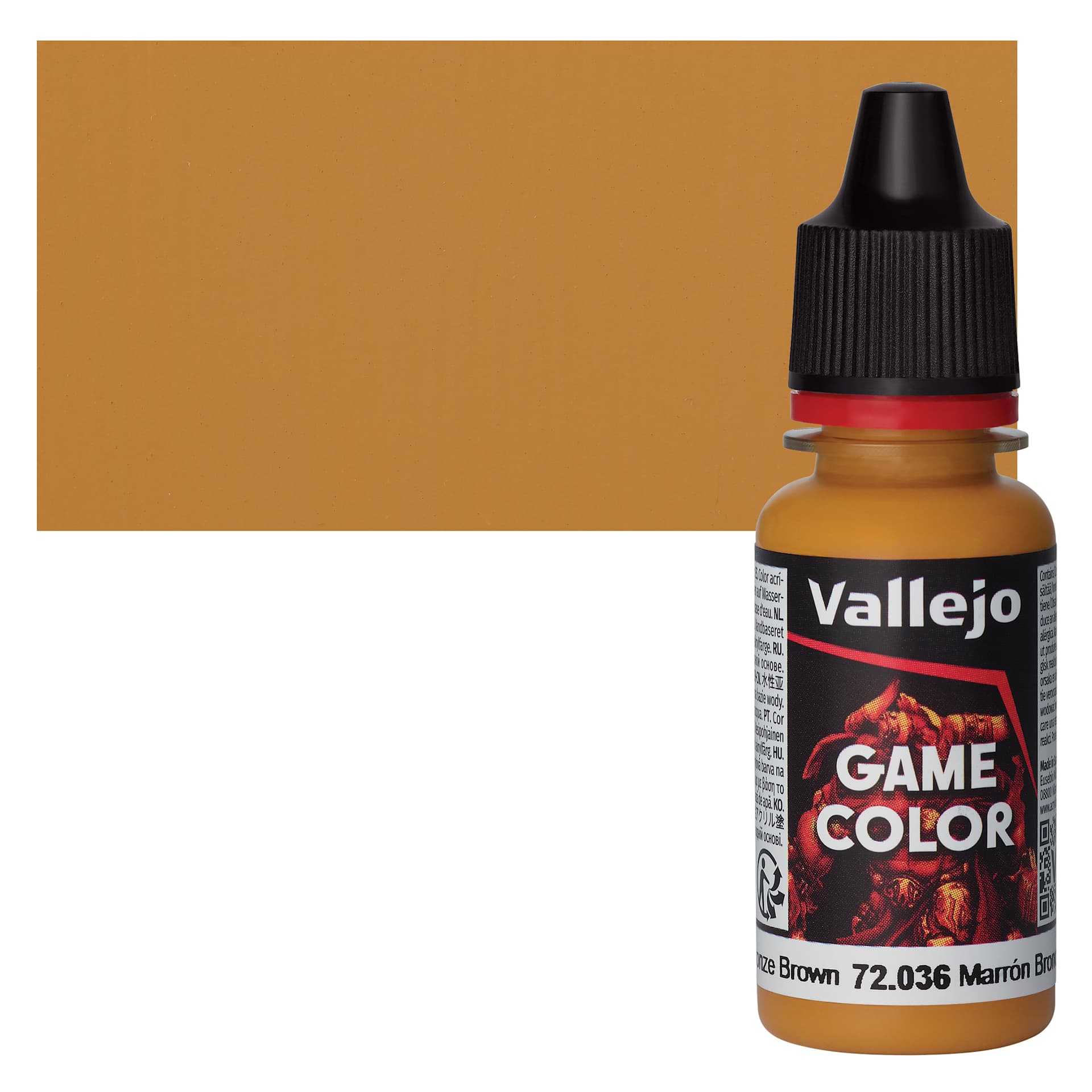 Vallejo Game Color Acrylic Paint - Bronze Brown - Bottle and Swatch