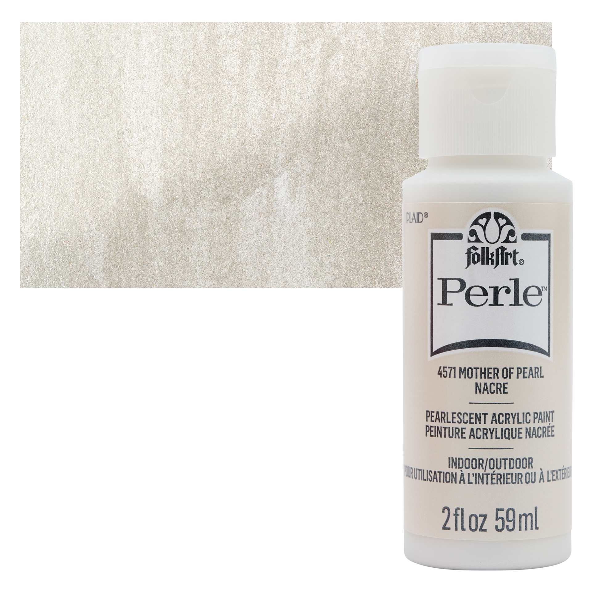 FolkArt Perle Acrylic Paint - Mother of Pearl, 2 oz bottle and swatch