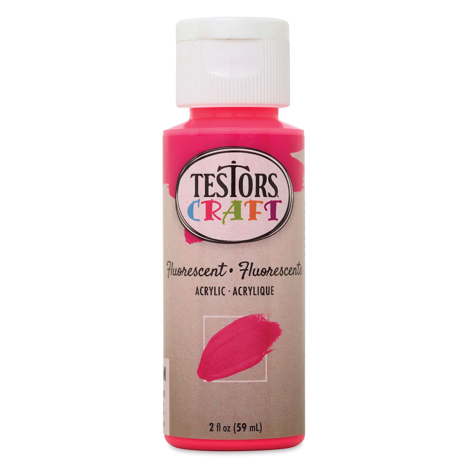 Testors Craft Acrylic Paint - Fluorescent Pink, 2 oz Bottle
