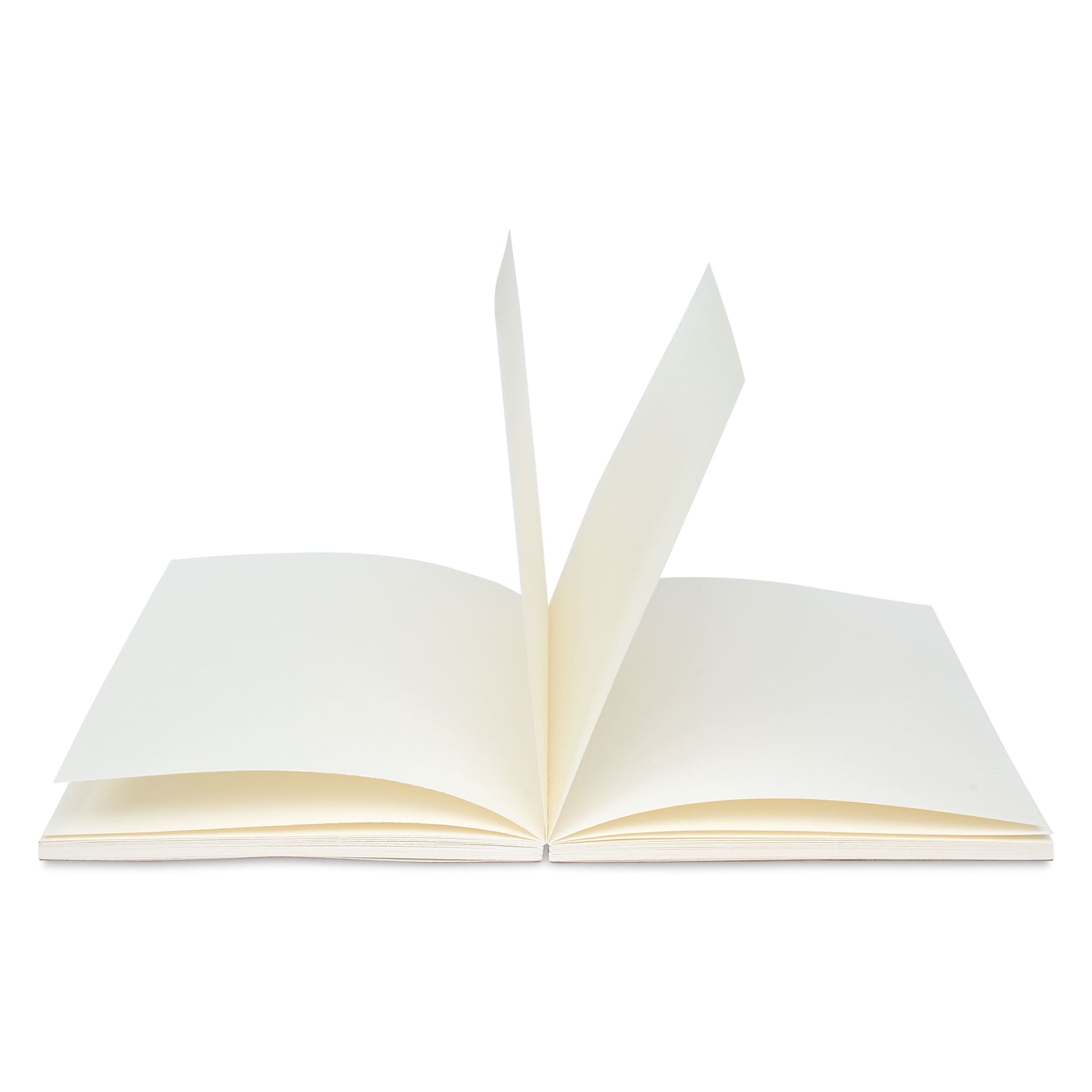 Pacific Arc Sketchbook - Kraft, 5.6" x 8.2", open, angled view