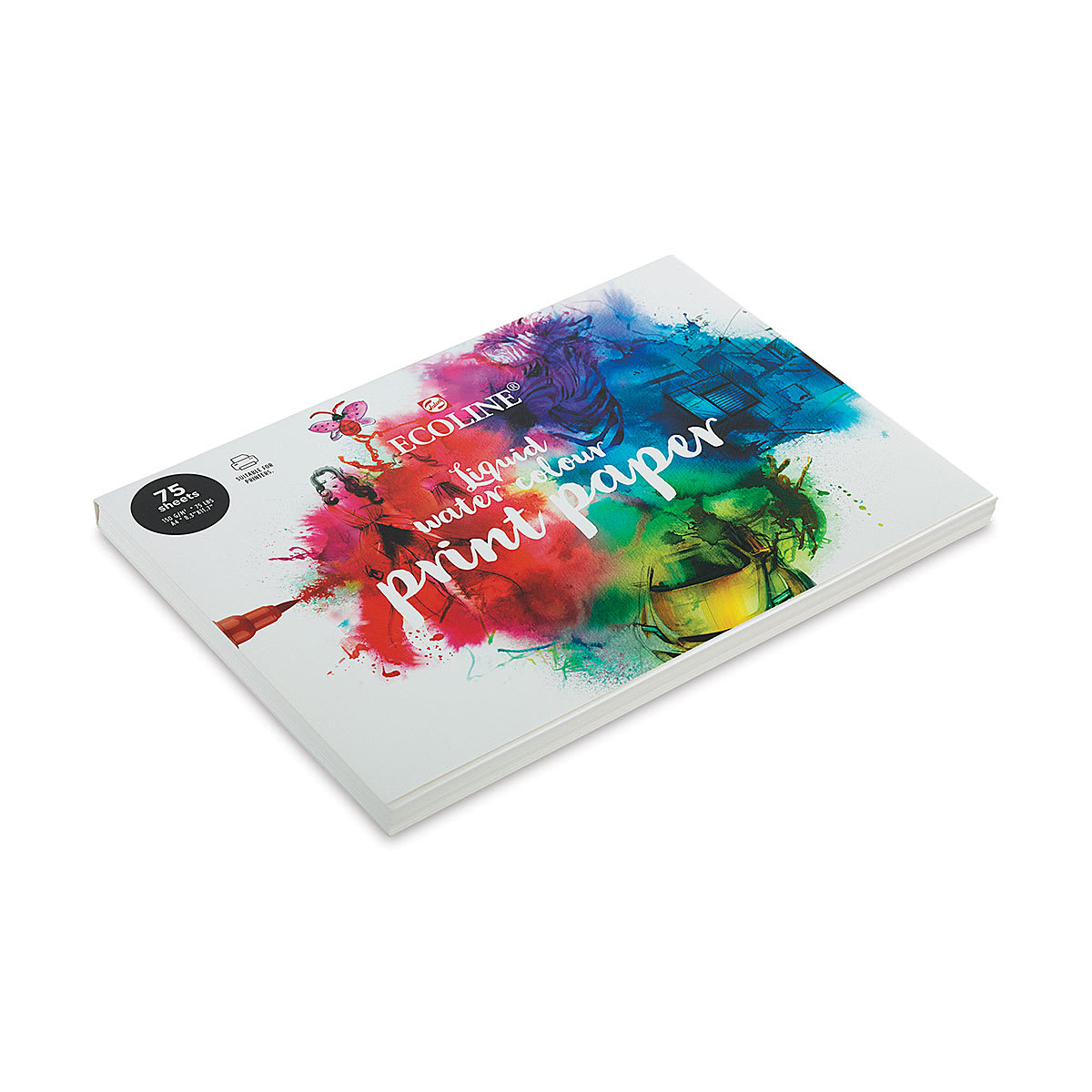 Ecoline Watercolor Print Paper, front cover of the pack laid flat