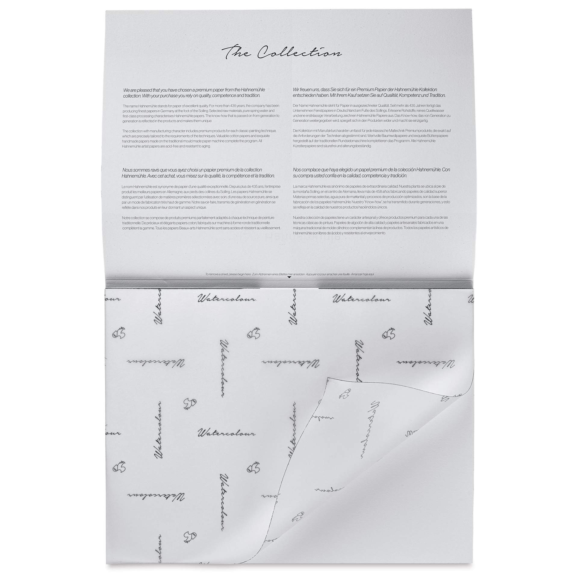 Hahnemühle The Collection Watercolor Block - Hot Press, 9.4" x 12.6", 140 lb, 10 Sheets cover sheet on block