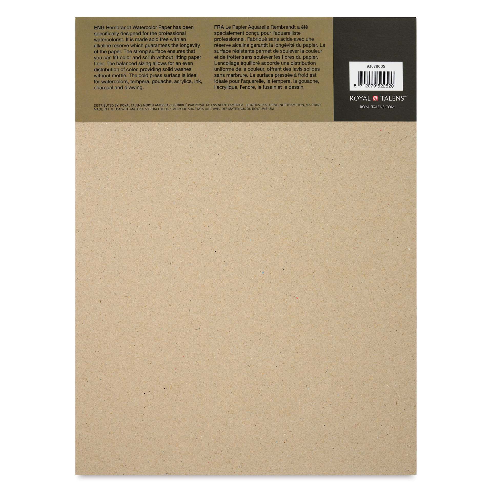 Rembrandt Watercolor Pad - 9" x 12", back cover