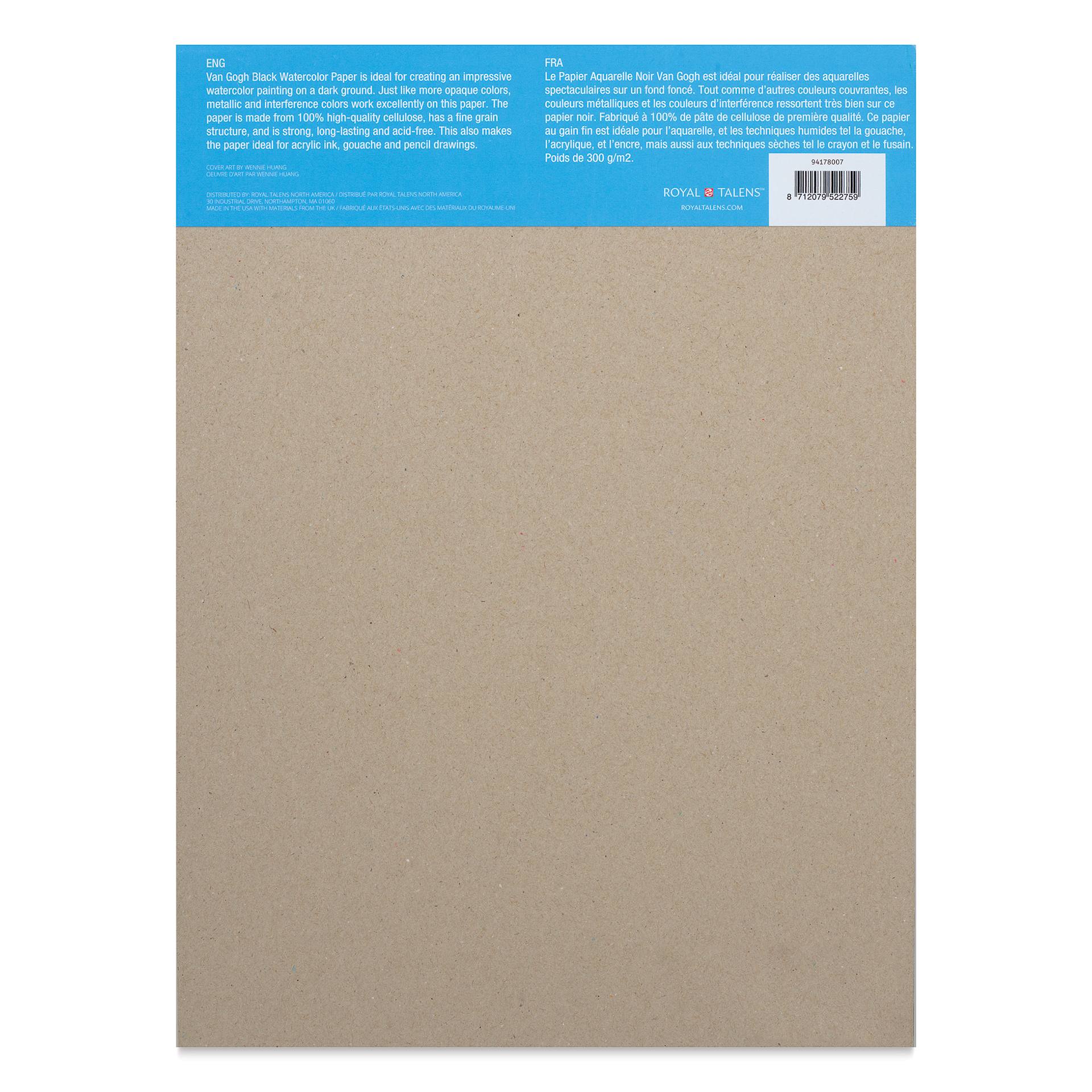 Van Gogh Black Watercolor Paper Pad - 11" x 15", back cover