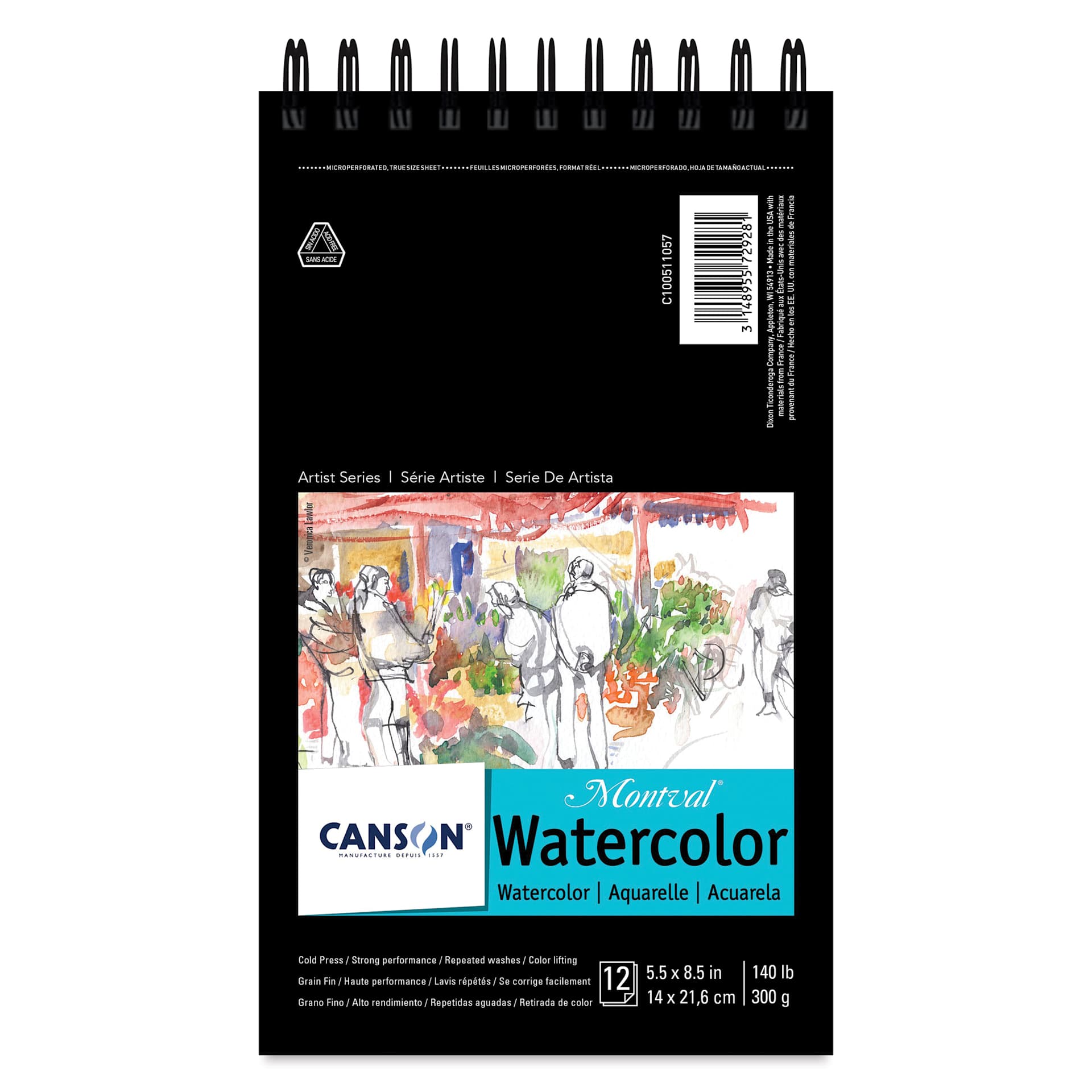 Canson Montval Wirebound Watercolor Pad - 5-1/2" x 8-1/2", front cover