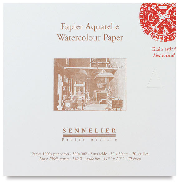 Sennelier Watercolor Blocks - 20 sheet 12" Square block shown
