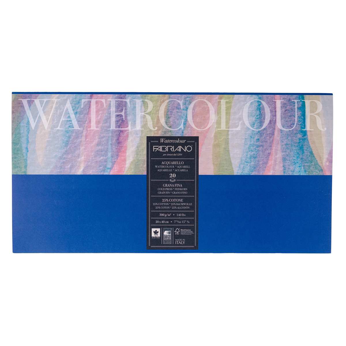 Fabriano Studio Watercolor Block, Cold Press, 140 lb./300 gsm, 7.75 in x 15.75 in