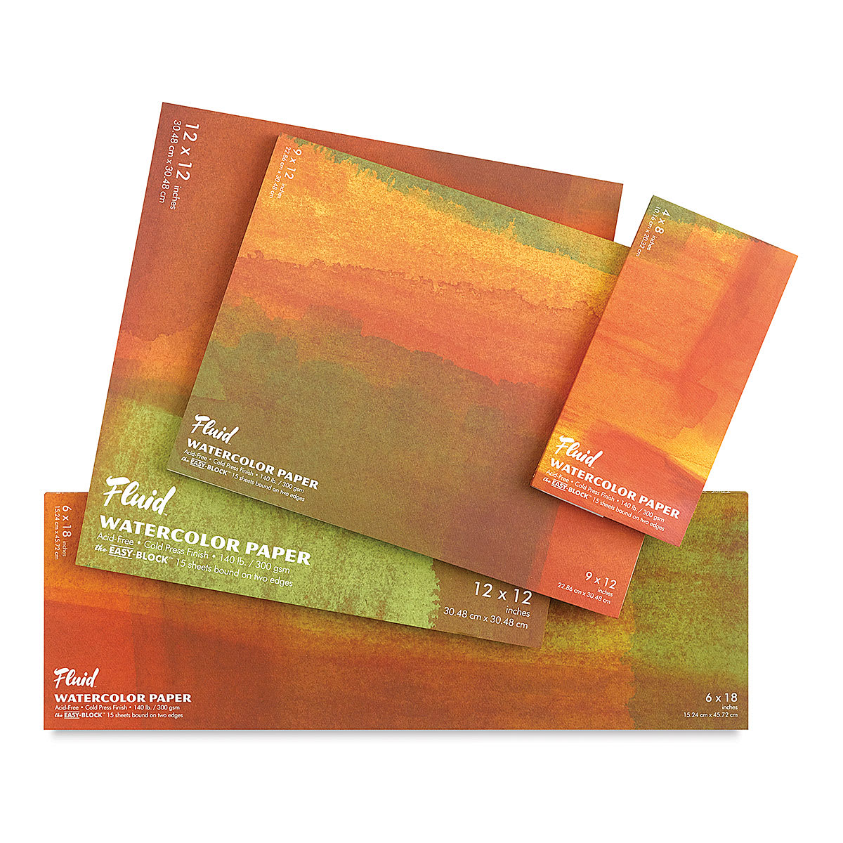 Fluid Easy-Block Watercolor Paper Blocks - Top view of Assorted Cold Press Blocks 