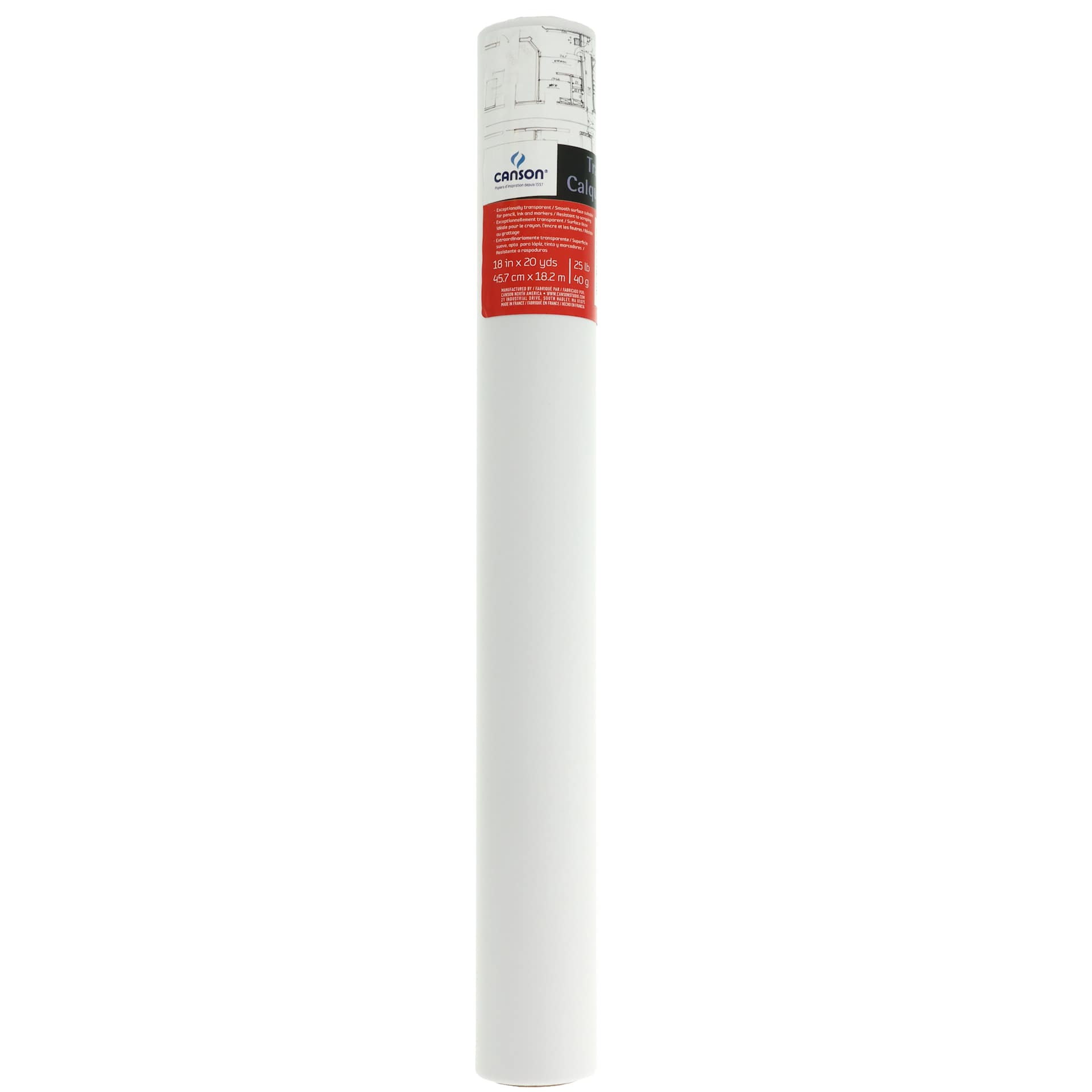 Canson Sketch Roll Tracing Paper, 18" x 20 yd, 25 lb
