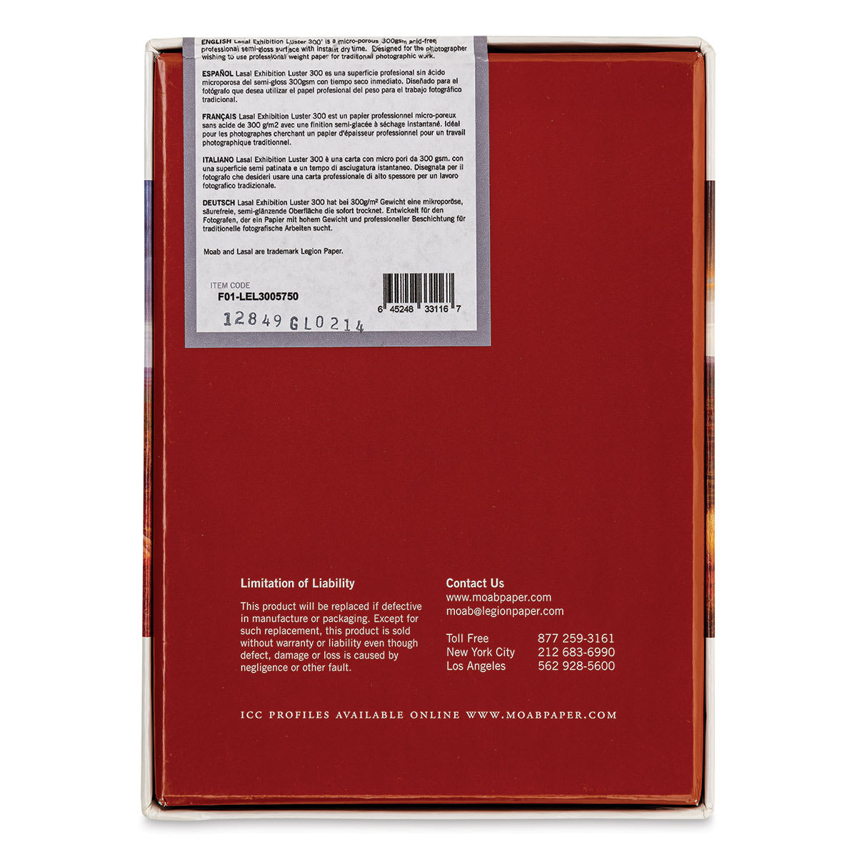 Legion Moab Lasal Photo Paper - 5" x 7", Lustre, Pkg of 50 sheets