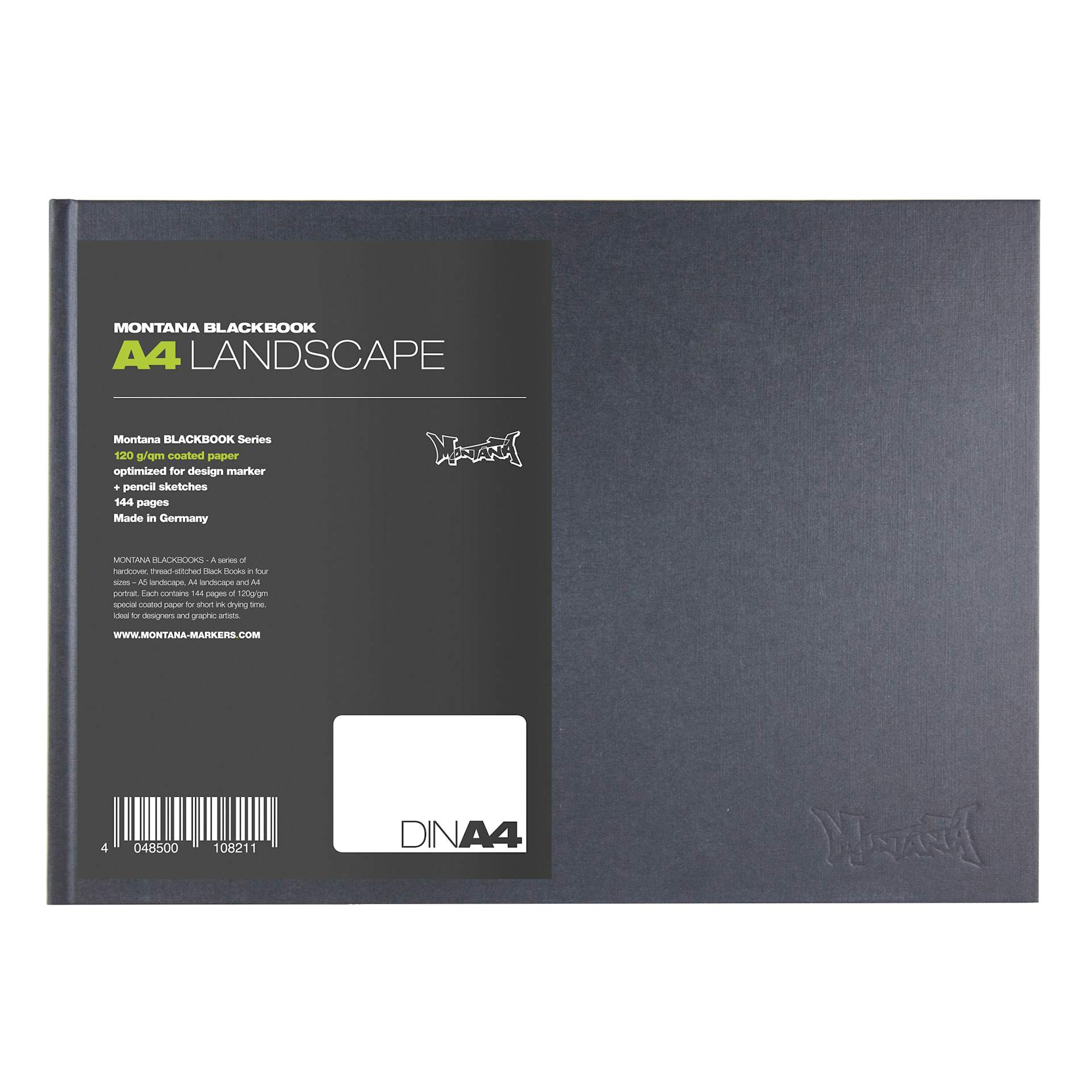 Montana Cans Hardbound Black Book - 12" x 8.5", 75 lb, 144 Sheets