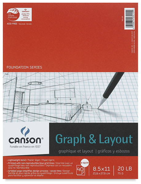 Graph Pad, 8" &times; 8" Grid, 40 Sheets
