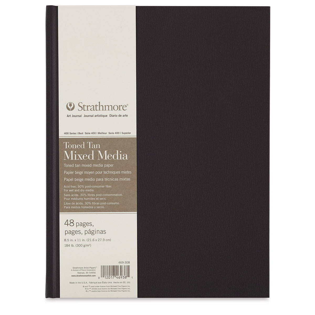 Hardbound Toned  Mixed Media Artist Journal - Front of Tan portrait journal with label