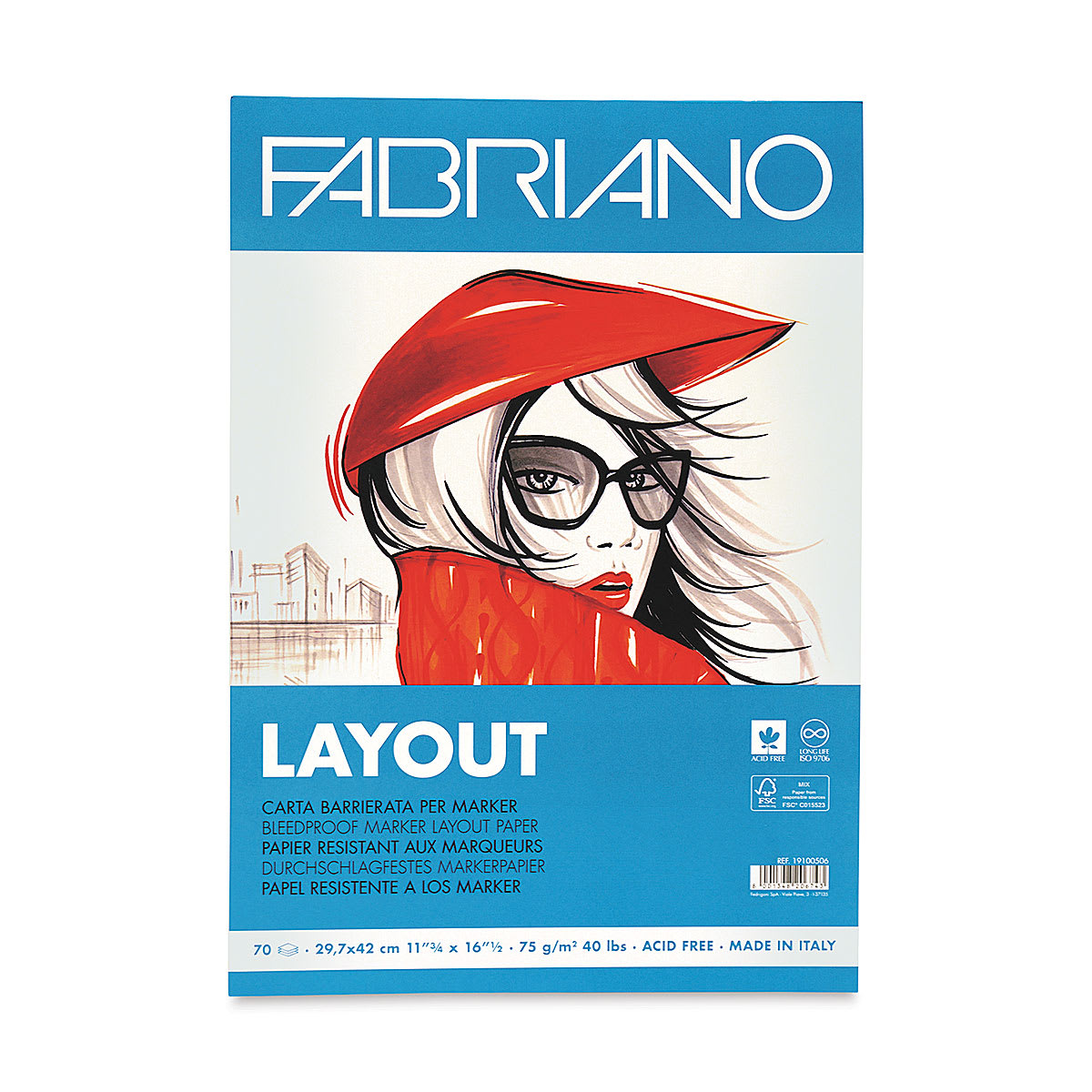 Fabriano Layout Marker Pads - Top view of Front cover of Marker pad
