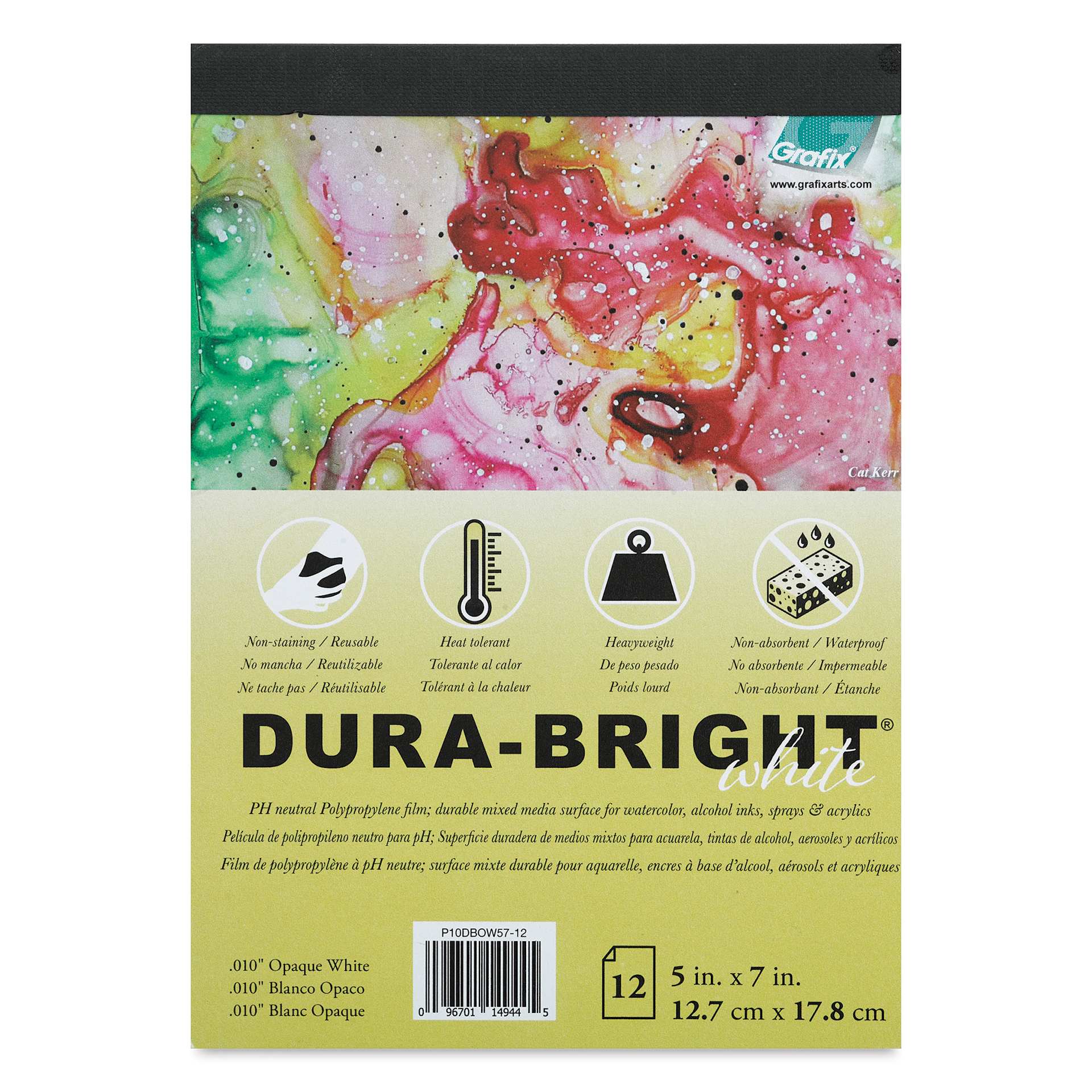 Grafix Dura-Bright Pad - 5" x 7", White  (front of pad)