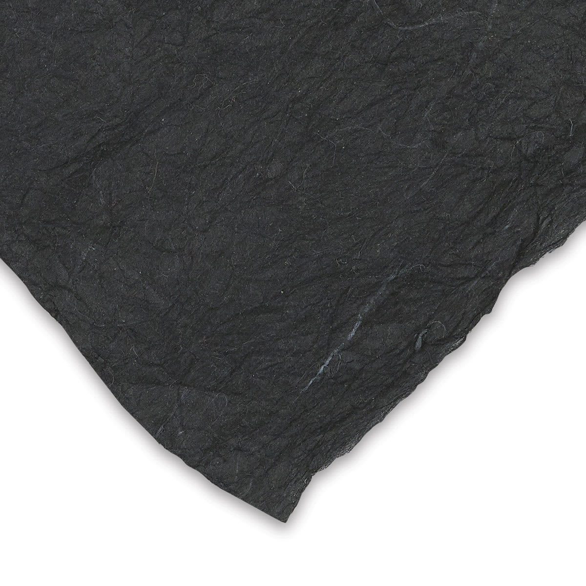 Black Ink Soft Unryu Paper - Corner of Black sheet to show color and texture