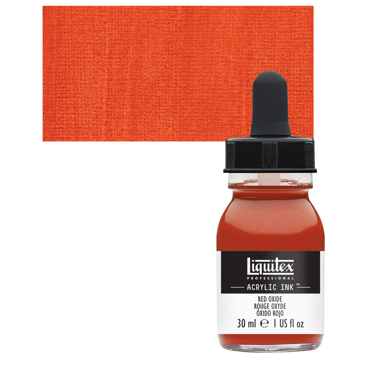 Liquitex Professional Acrylic Ink - Red Oxide bottle and swatch