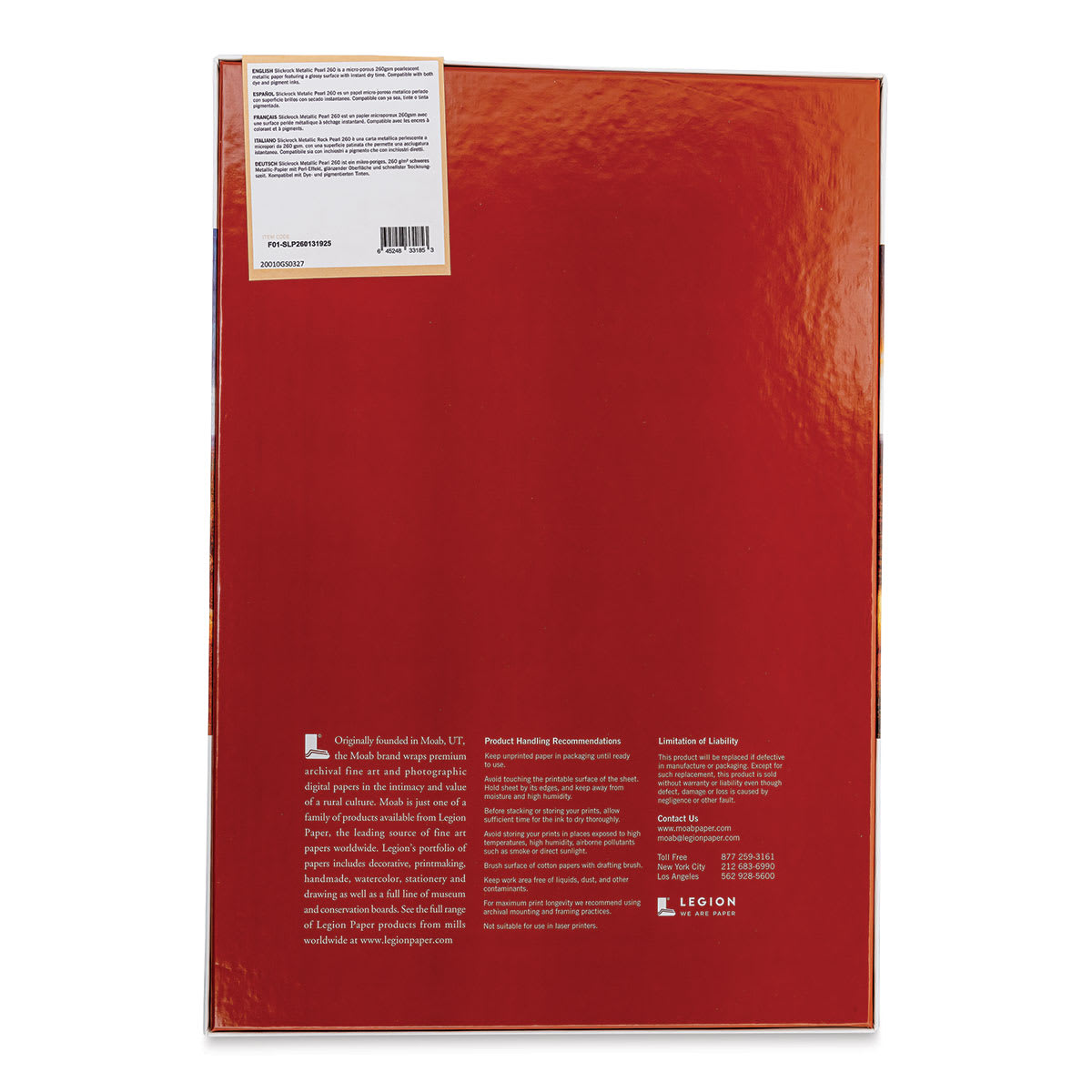 Legion Moab Slickrock Metallic Paper - 13" x 19", Pearl, Pkg of 25 Sheets