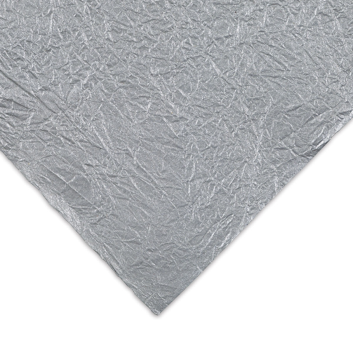 Black Ink Thai Soft Metallic Momigami Paper - Closeup of Silver paper showing color and texture
