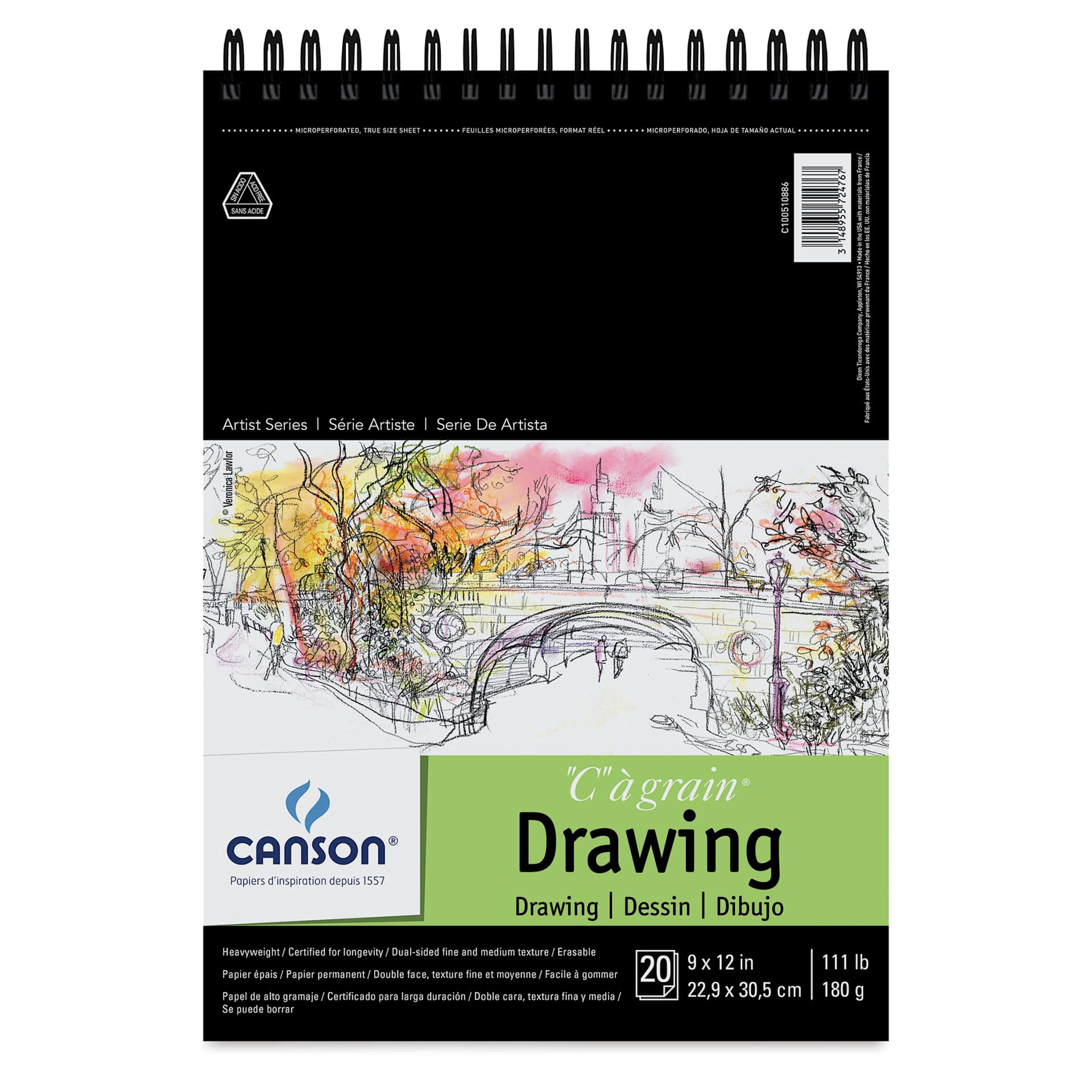 Canson C' a Grain Drawing Pad - Top bound 9" x 12", front cover